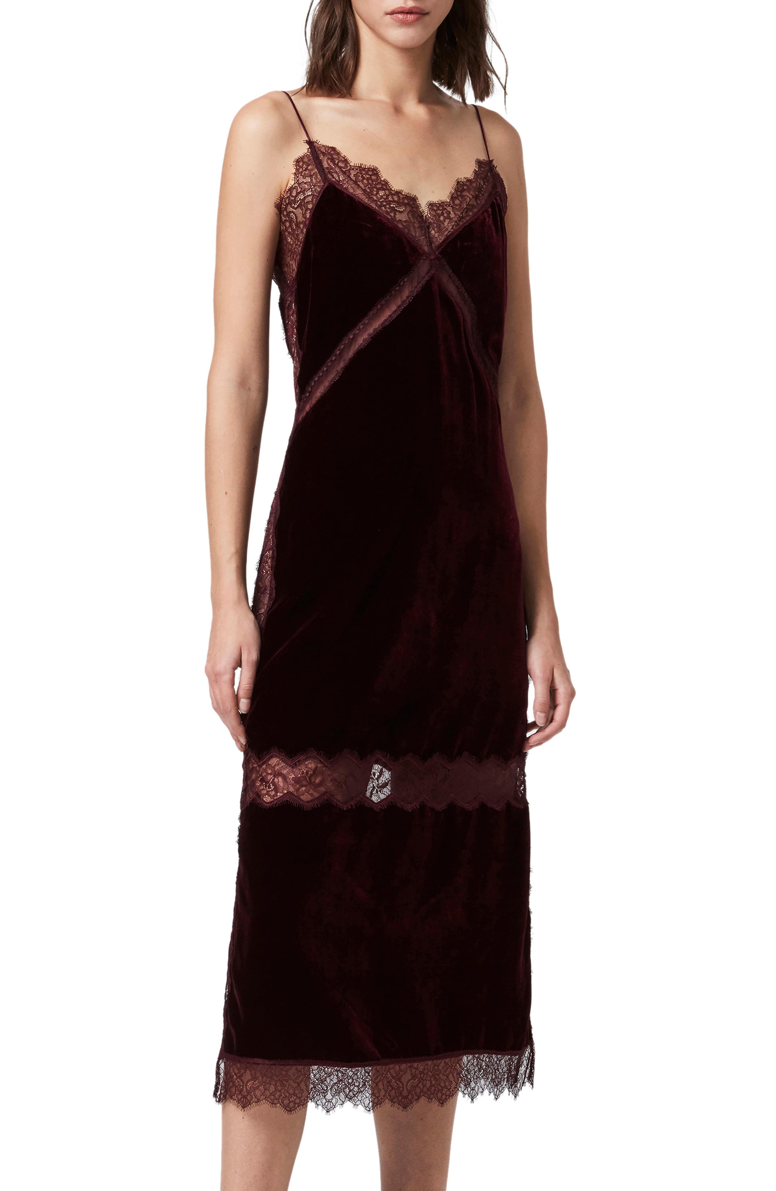 AllSaints Noa Velvet \u0026 Lace Slipdress 