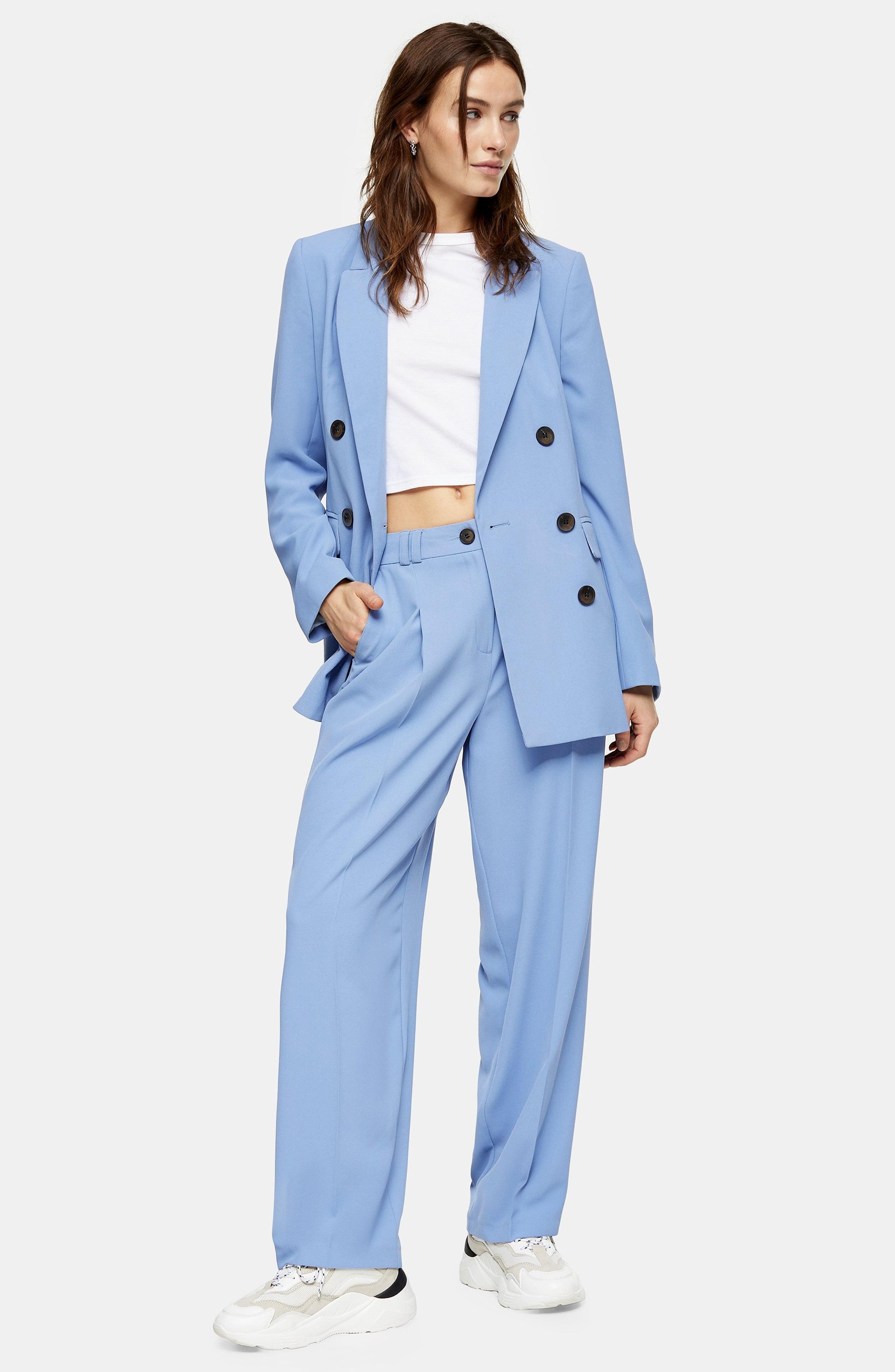 TOPSHOP Twill Peg Suit Pants in Blue | Lyst