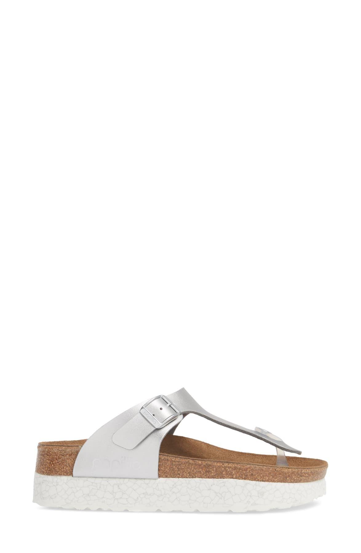 birkenstock silver thong sandals