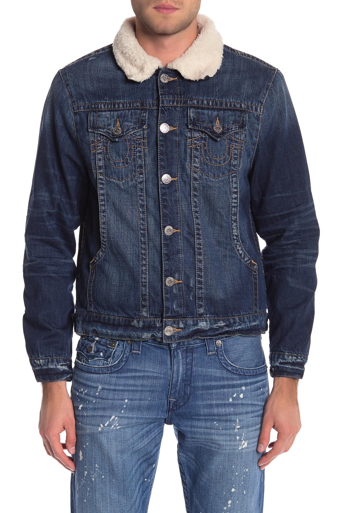 faux shearling collar denim jacket