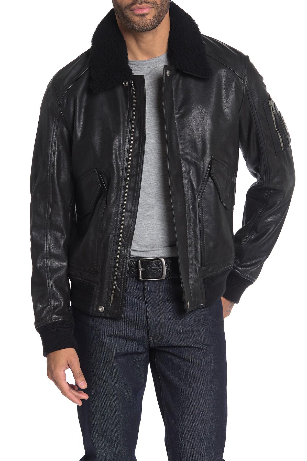 Belstaff Arne Genuine Shearling Leather Bomber Jacket in Black/Black  (Black) for Men - Lyst