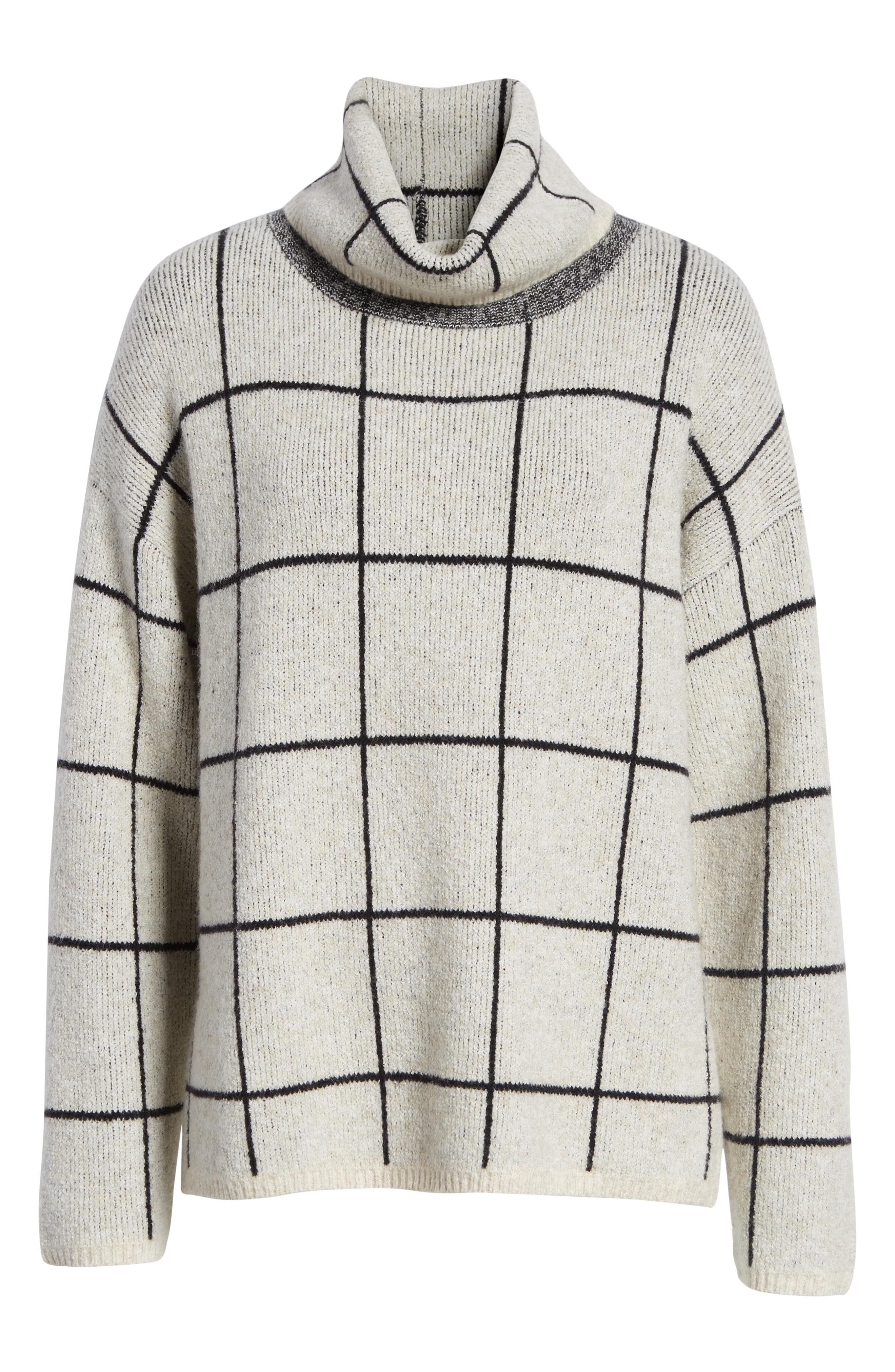 Madewell Wool Windowpane Turtleneck Sweater in Heather Oak (Gray) - Lyst