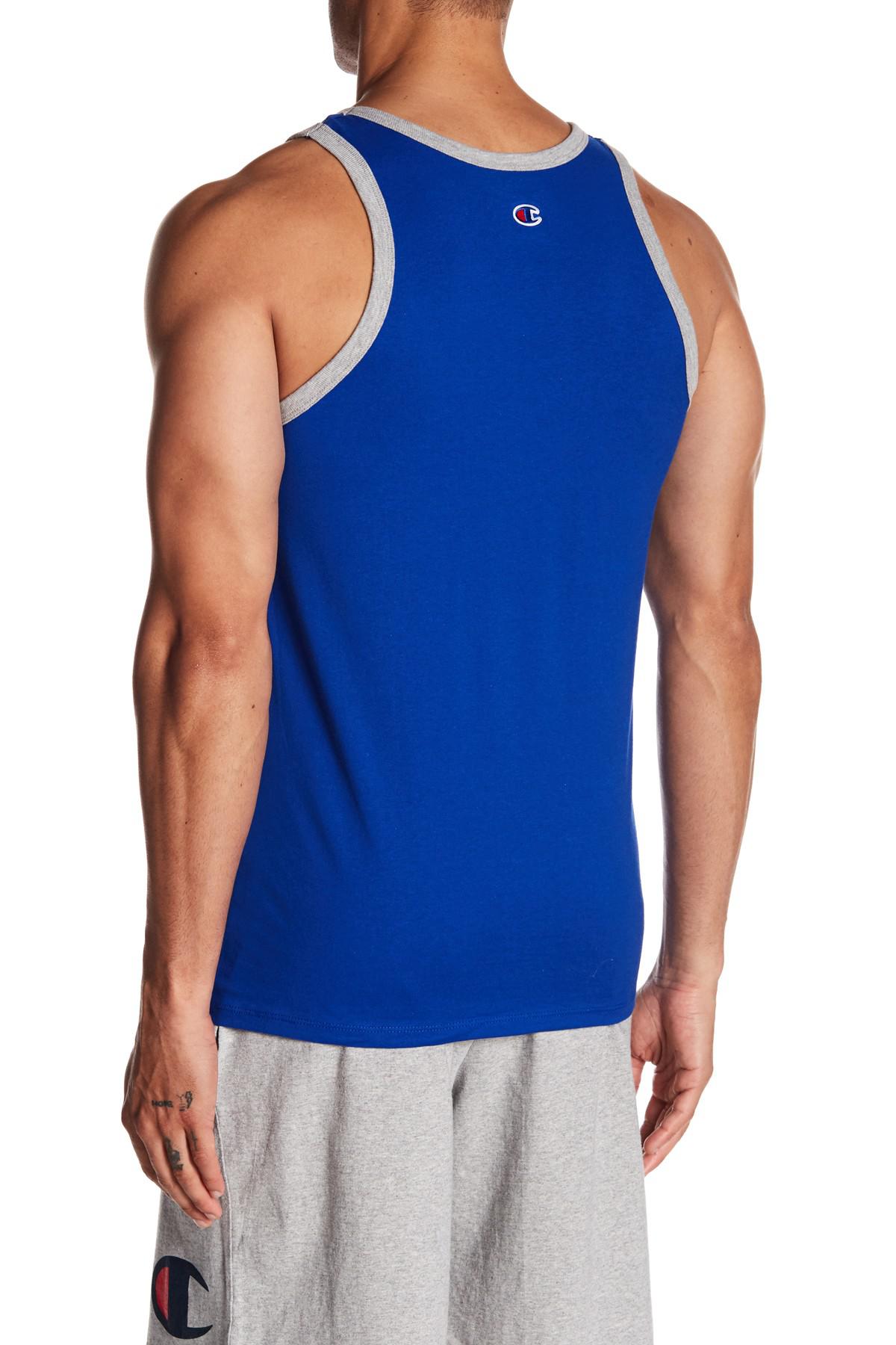 Champion Cotton Classic Jersey Ringer Tank Top in Blue for Men - Lyst