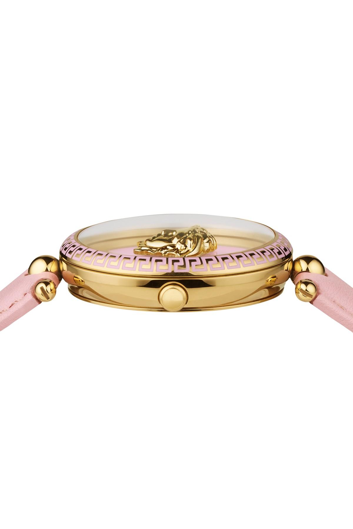 Versace Leather Women's Palazzo Empire Quartz Watch, 39mm in Pink 