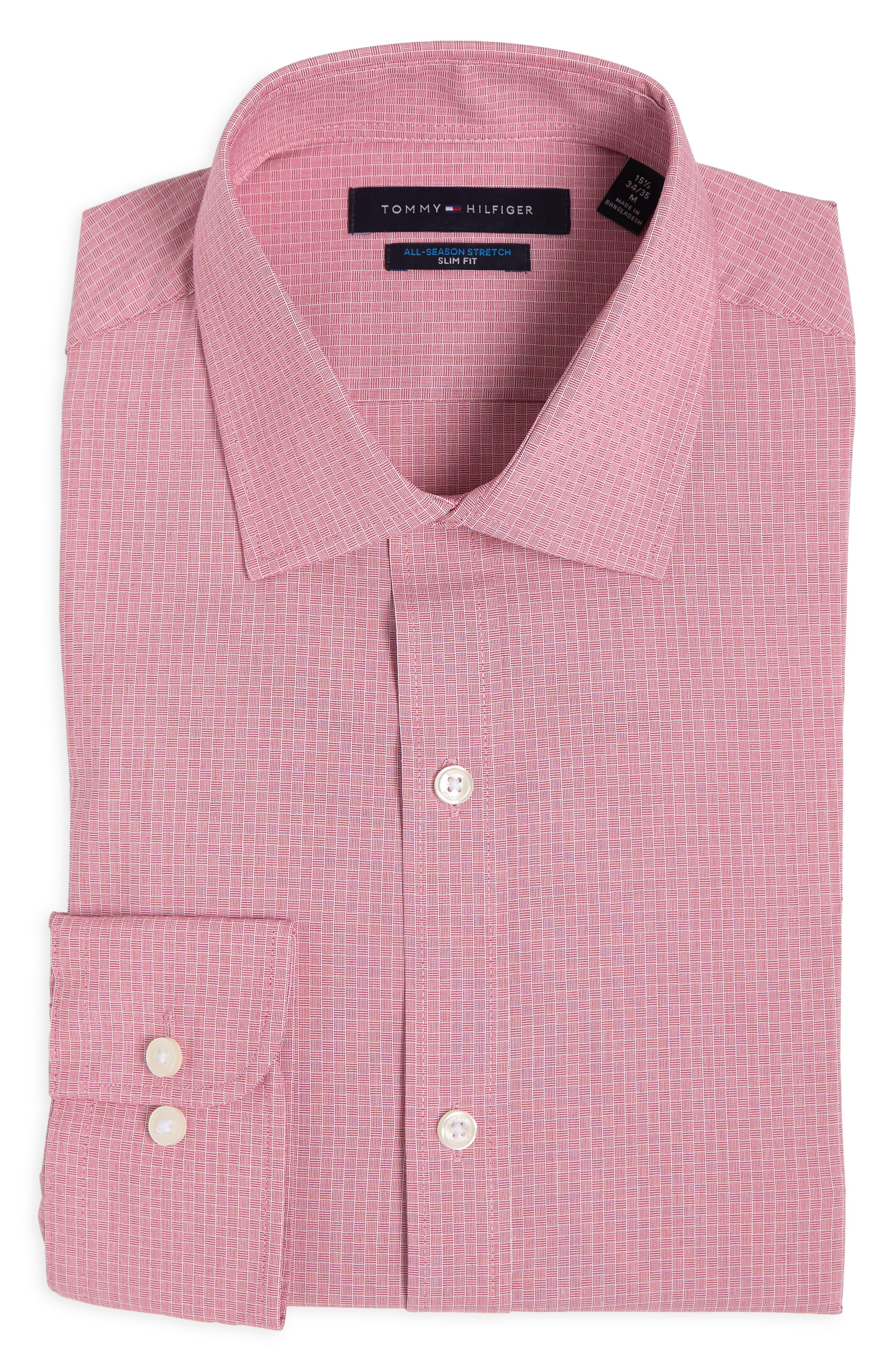 Tommy Hilfiger All-season Stretch Long Sleeve Slim Shirt in Pink for Men |