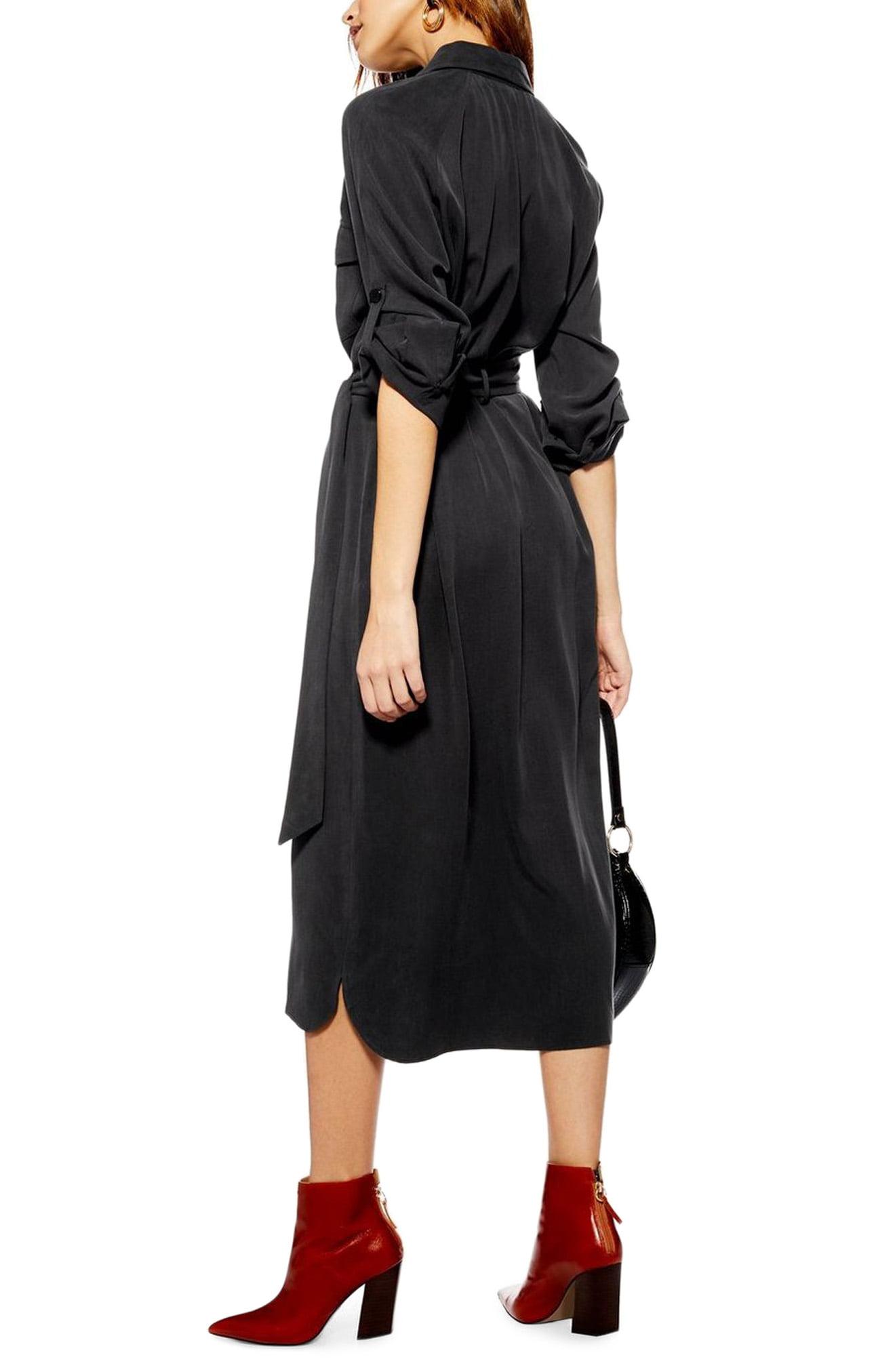 TOPSHOP Utility Midi Shirtdress in Black | Lyst