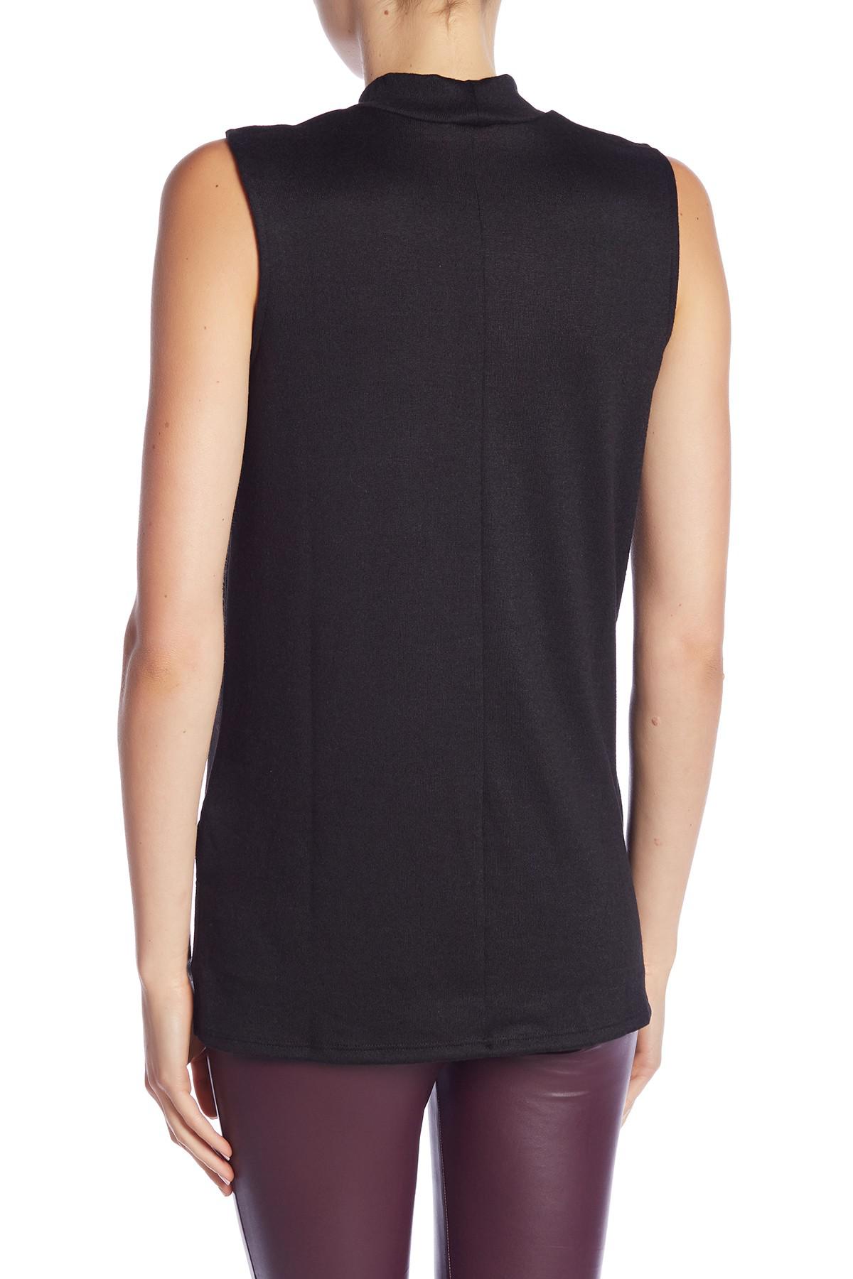 Download Joe Fresh Sleeveless Mock Neck Tank Top in Black - Lyst