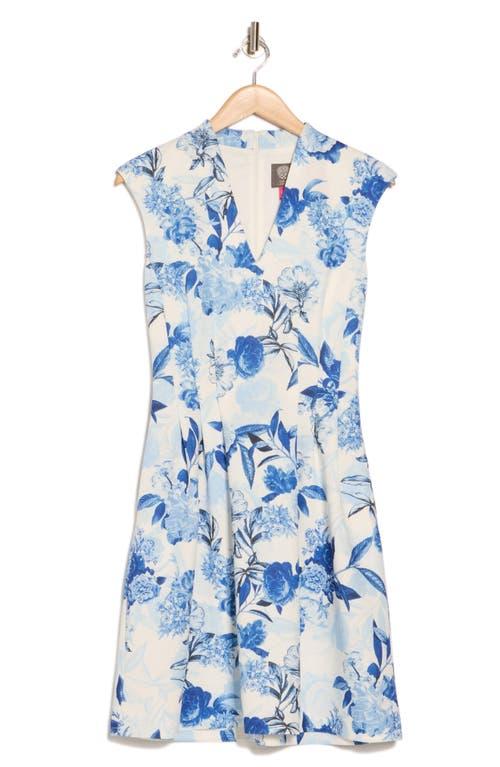 vince camuto blue floral dress Vince Camuto Womens Blue Zippered Tie Chiffon Hi-low Floral Flutter Sleeve Surplice Neckline Midi Party Faux Wrap Dress Petites 8P