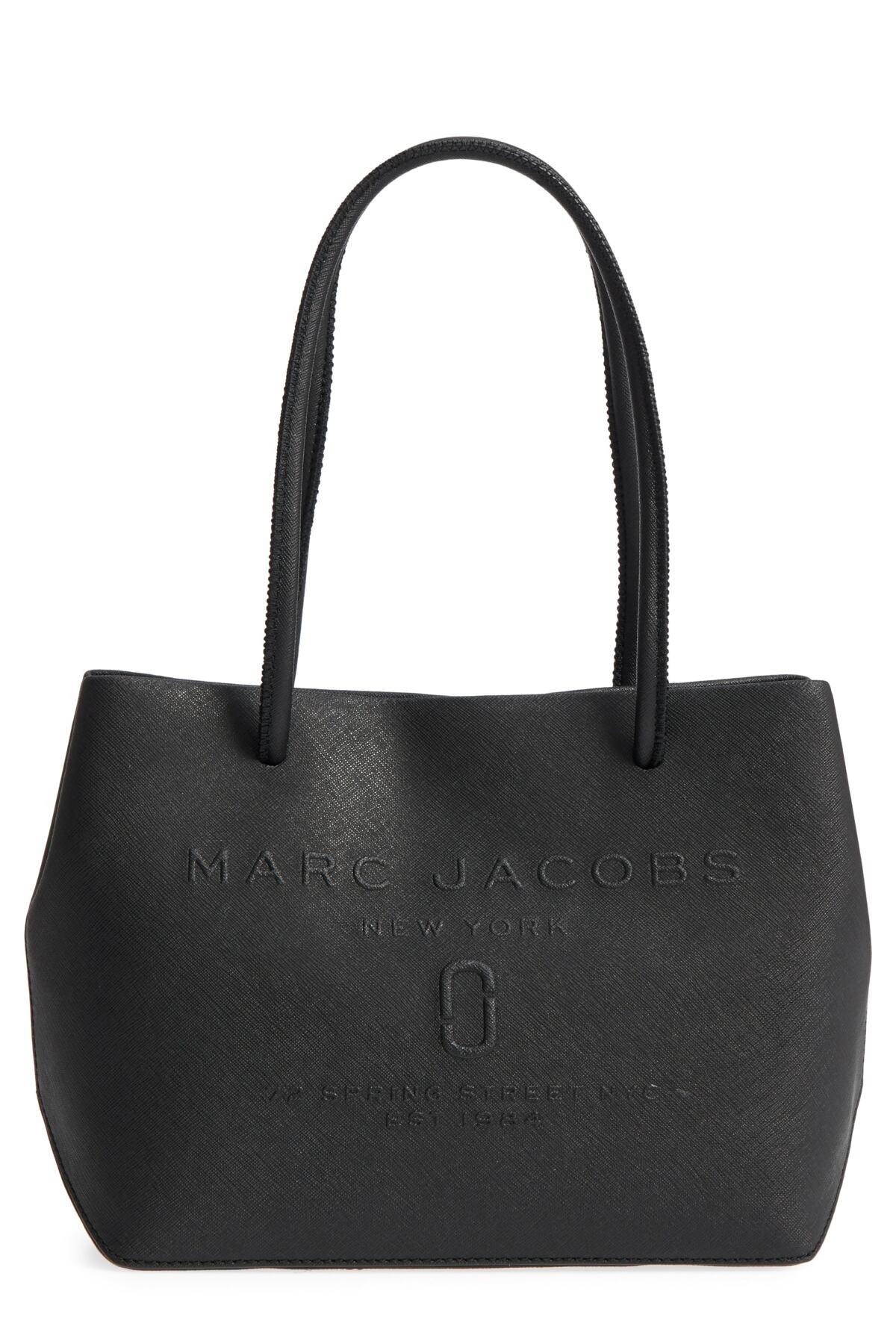 Marc Jacobs Mini Leather Logo Shopper Tote in Black | Lyst