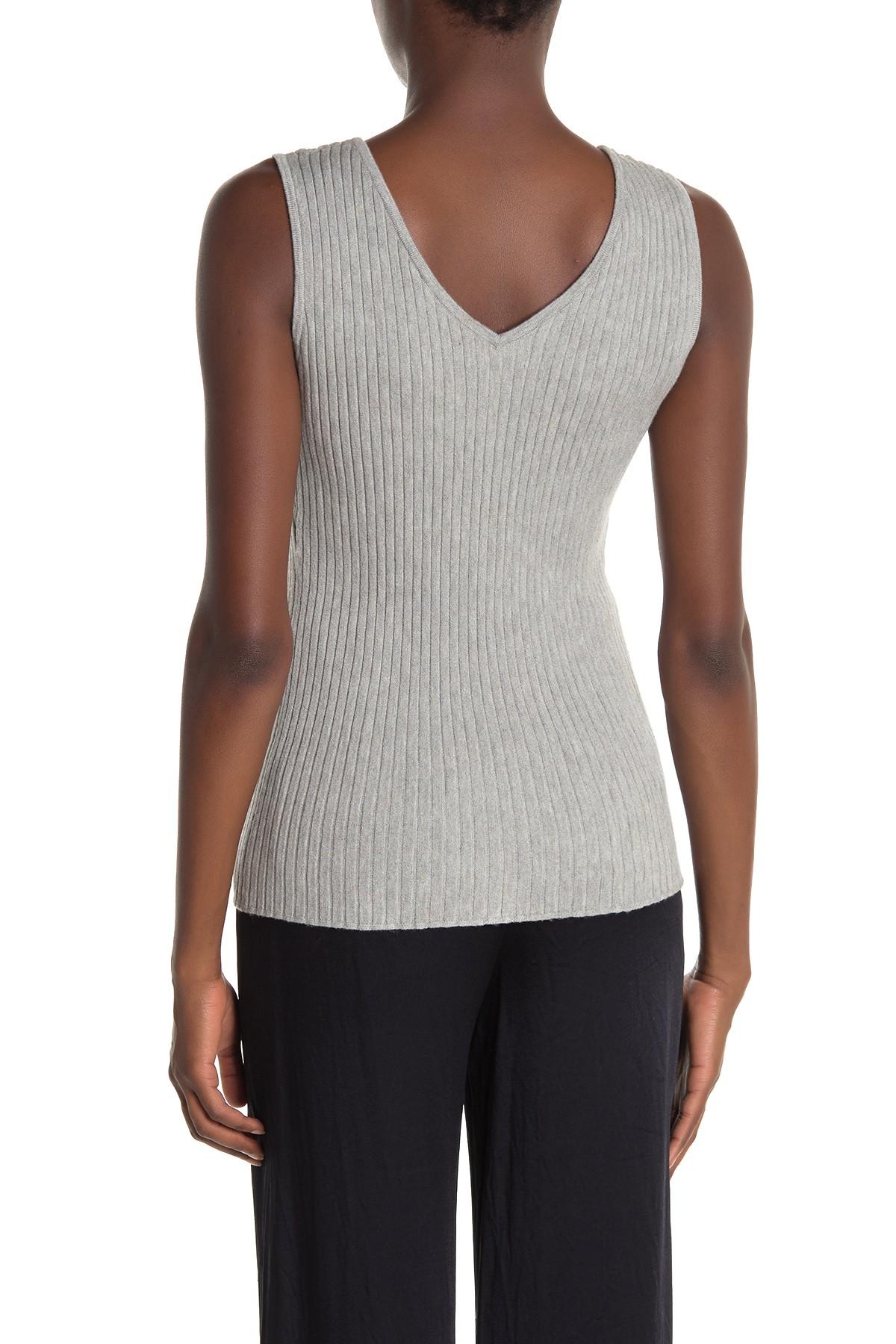 Max Studio Synthetic V-neck Sweater Tank Top in Heather Soft Grey (Gray ...
