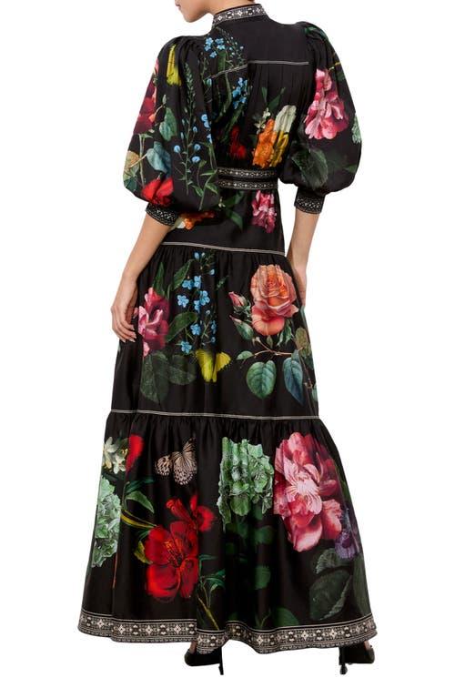 Alice + Olivia Cora Floral & Butterfly Print Voluminous Tiered Maxi Dress |  Lyst