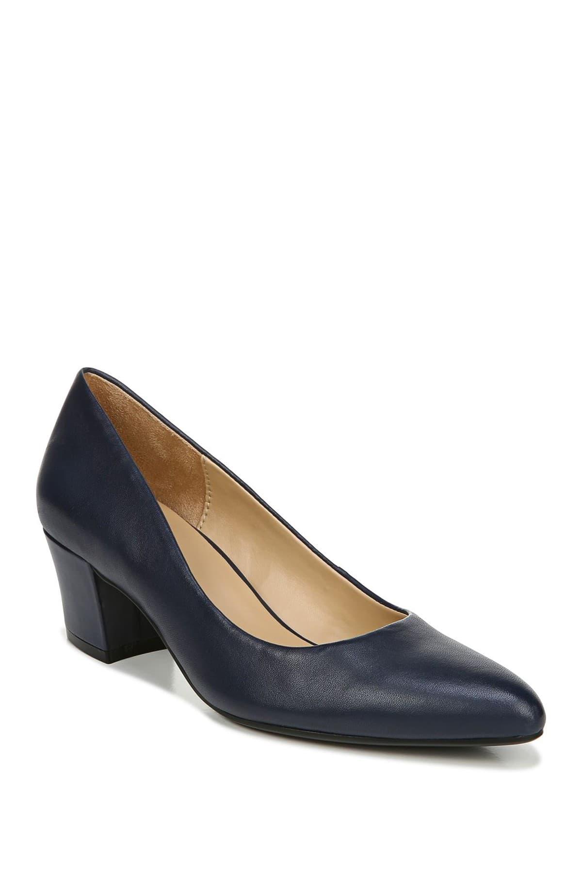 Naturalizer Carmen Leather Block Heel Pump in Blue | Lyst