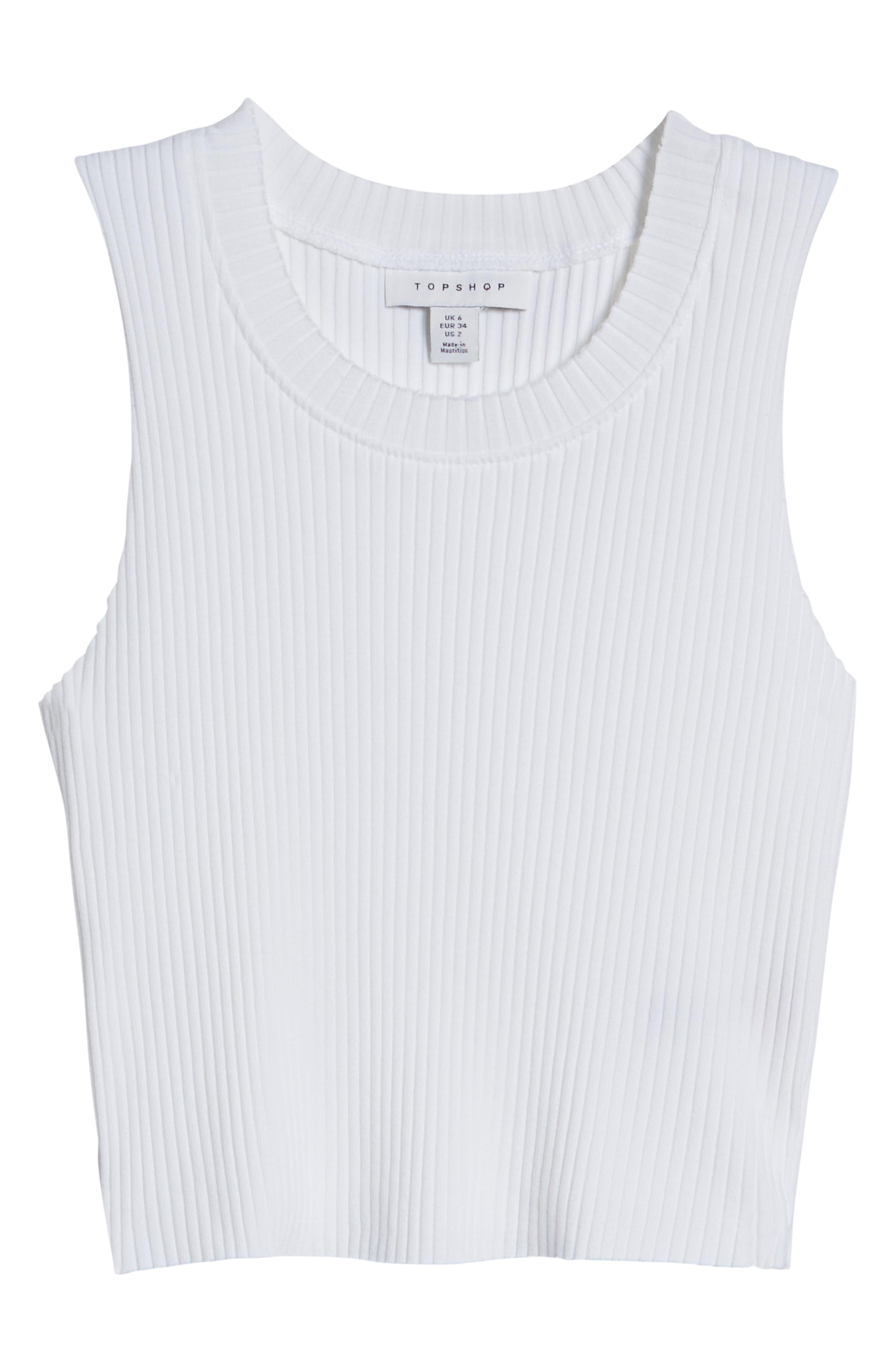 TOPSHOP Wide Rib Cotton Blend Crop Tank Top In White At Nordstrom Rack |  Lyst