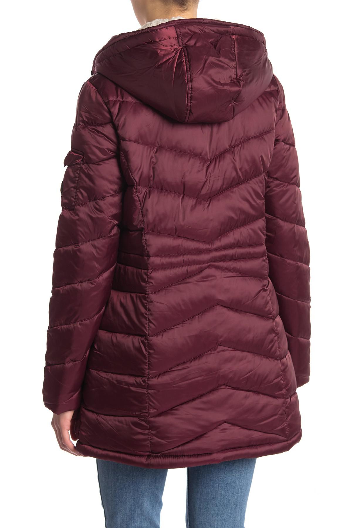 jessica simpson cozy faux fur lined hooded jacket