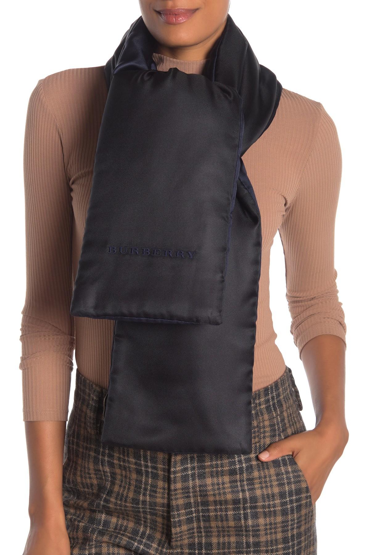 Burberry Embroidered Solid Silk Puffer Scarf in Black Lyst