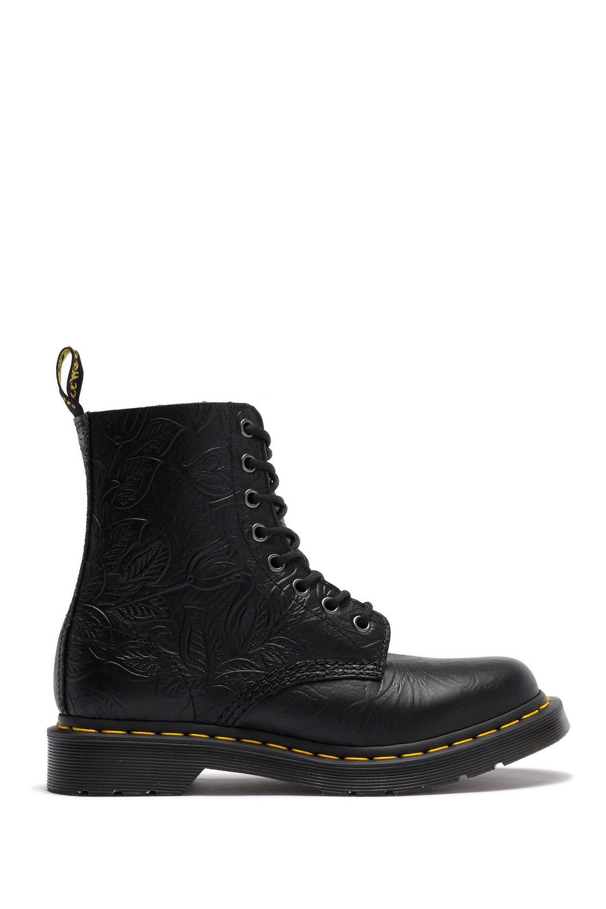 Dr. Martens 1460 Pascal Floral Emboss Mid Boots in Black | Lyst