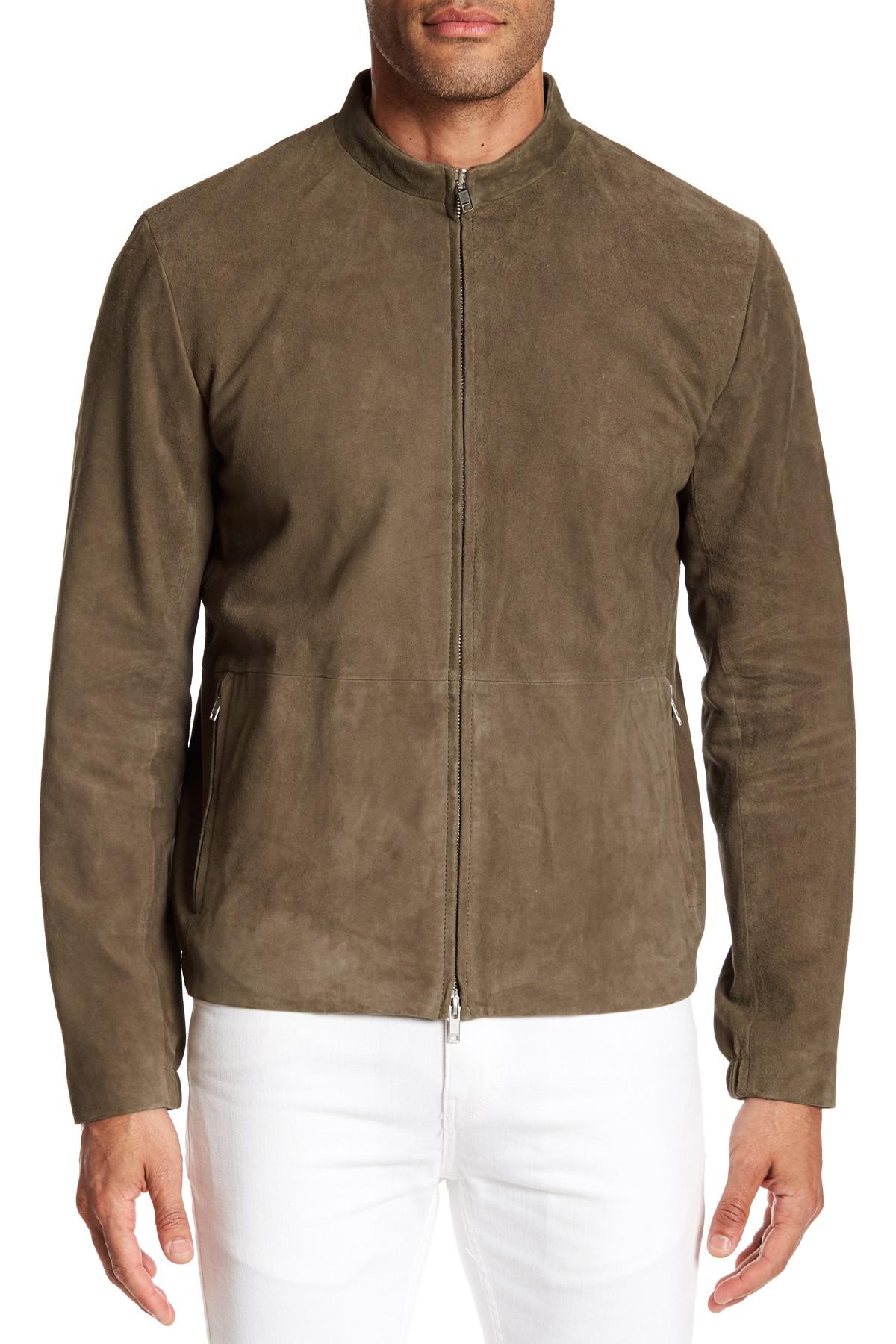 Lyst - Theory Zip Suede Jacket in Brown for Men