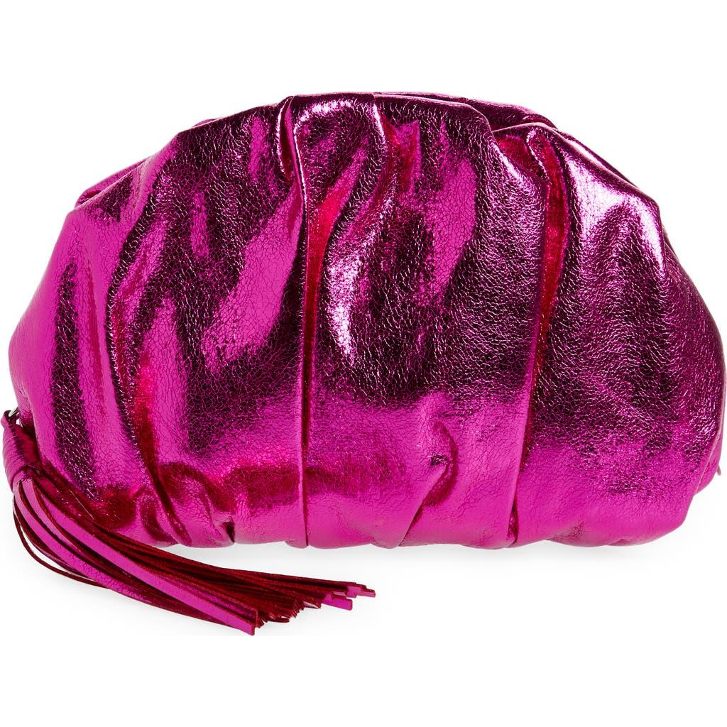 Rebecca Minkoff Ruched Faux Leather Tassel Clutch in Pink Lyst