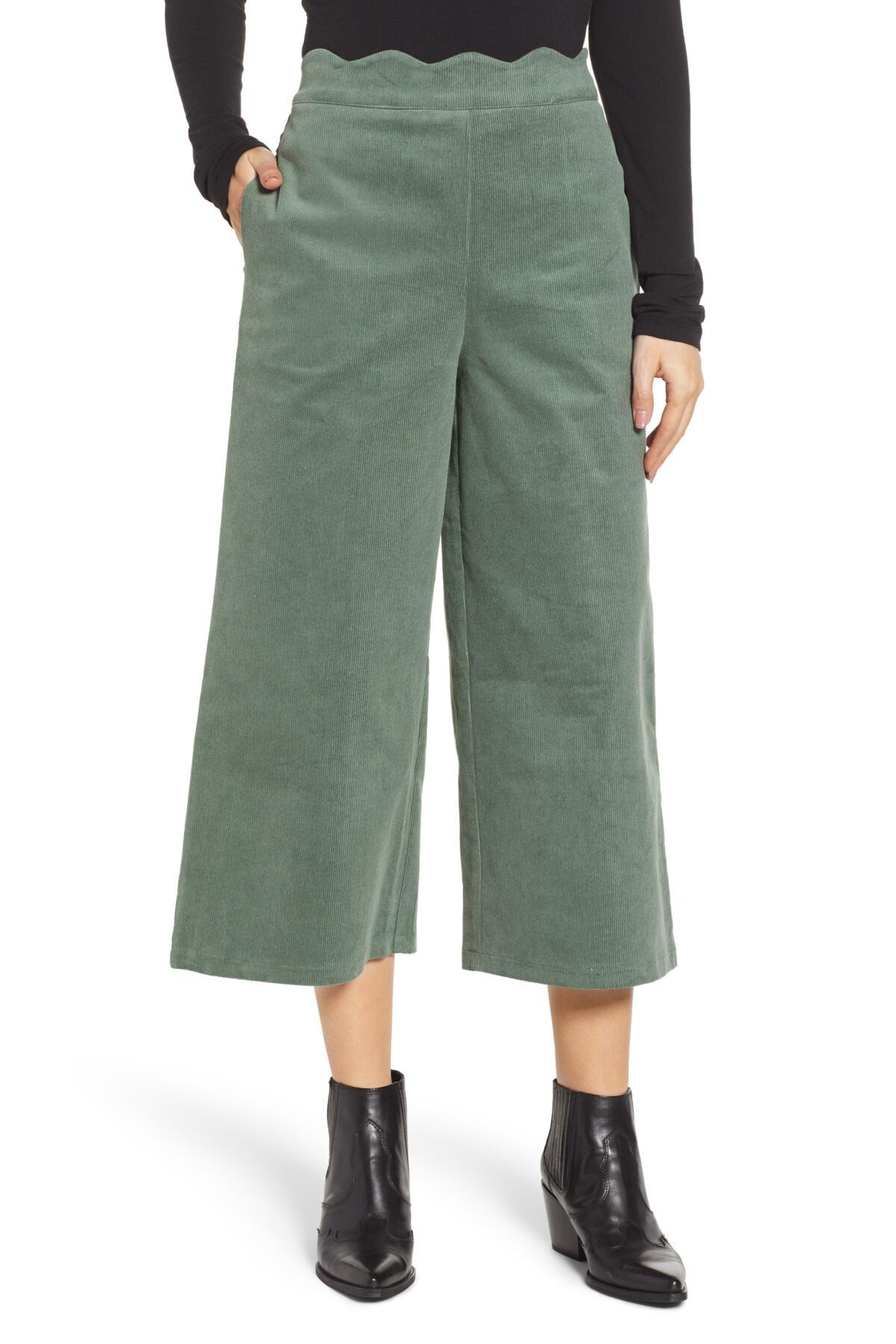 BP. Corduroy Scallop Waist Wide Leg 
