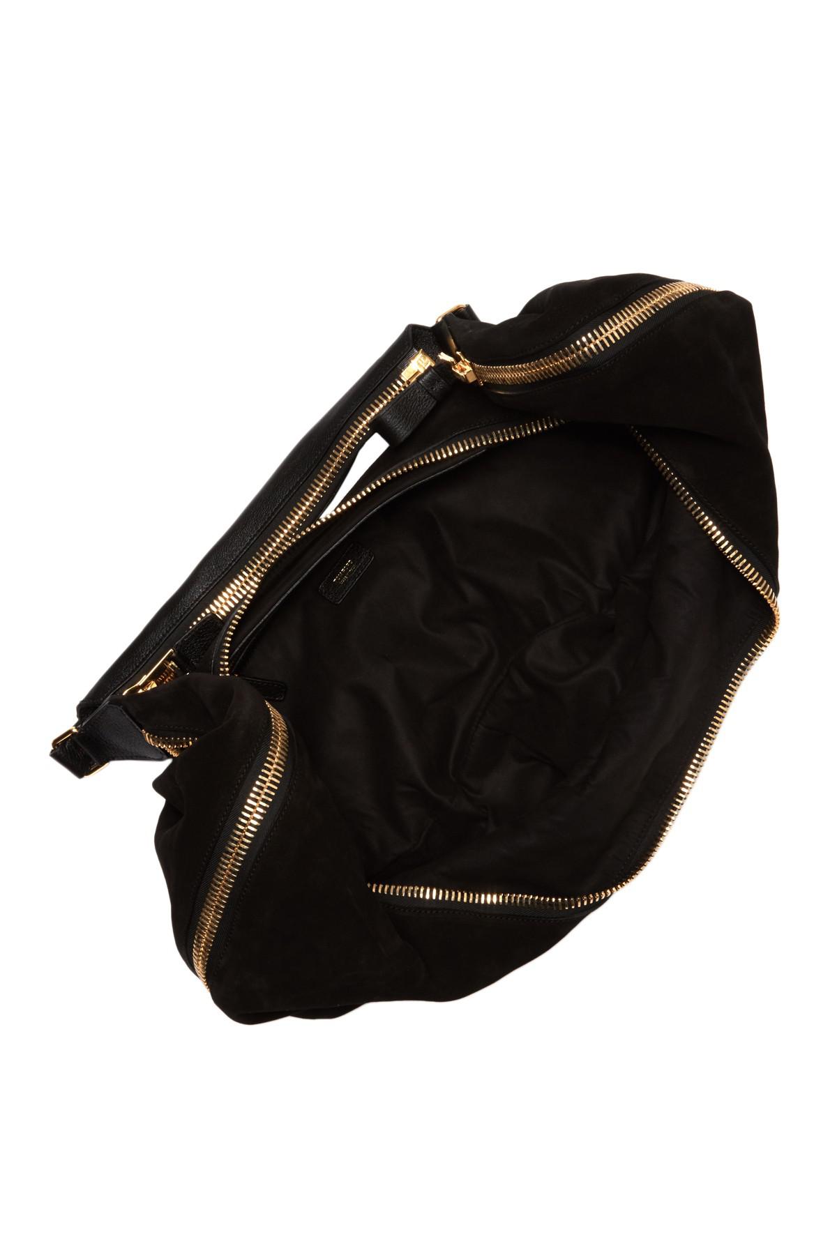 Tom Ford Oversized Suede Hobo Bag in Black | Lyst