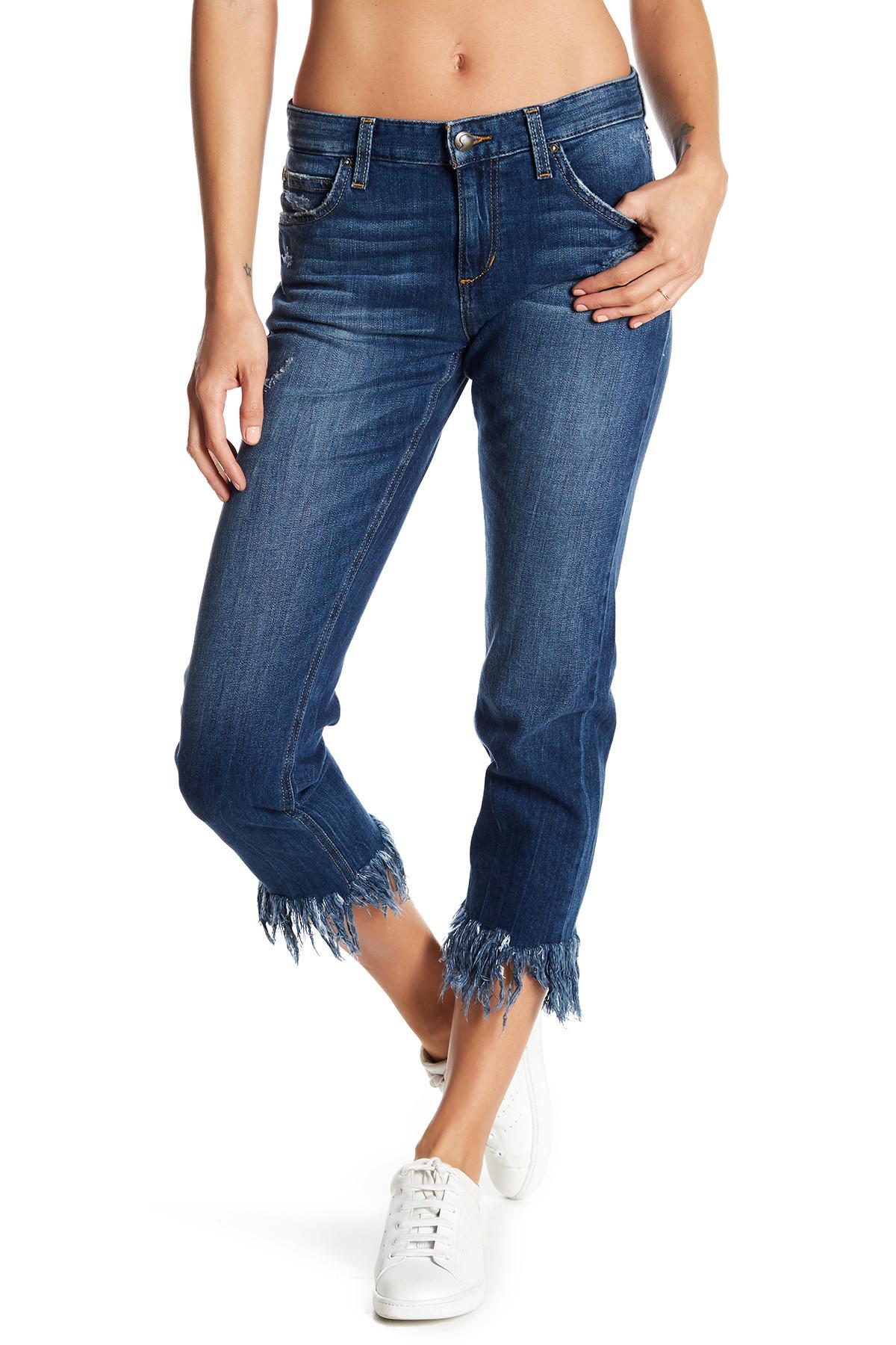 Joe's Jeans The Ex-lover Distressed Frayed Hem Crop Jeans in Blue | Lyst