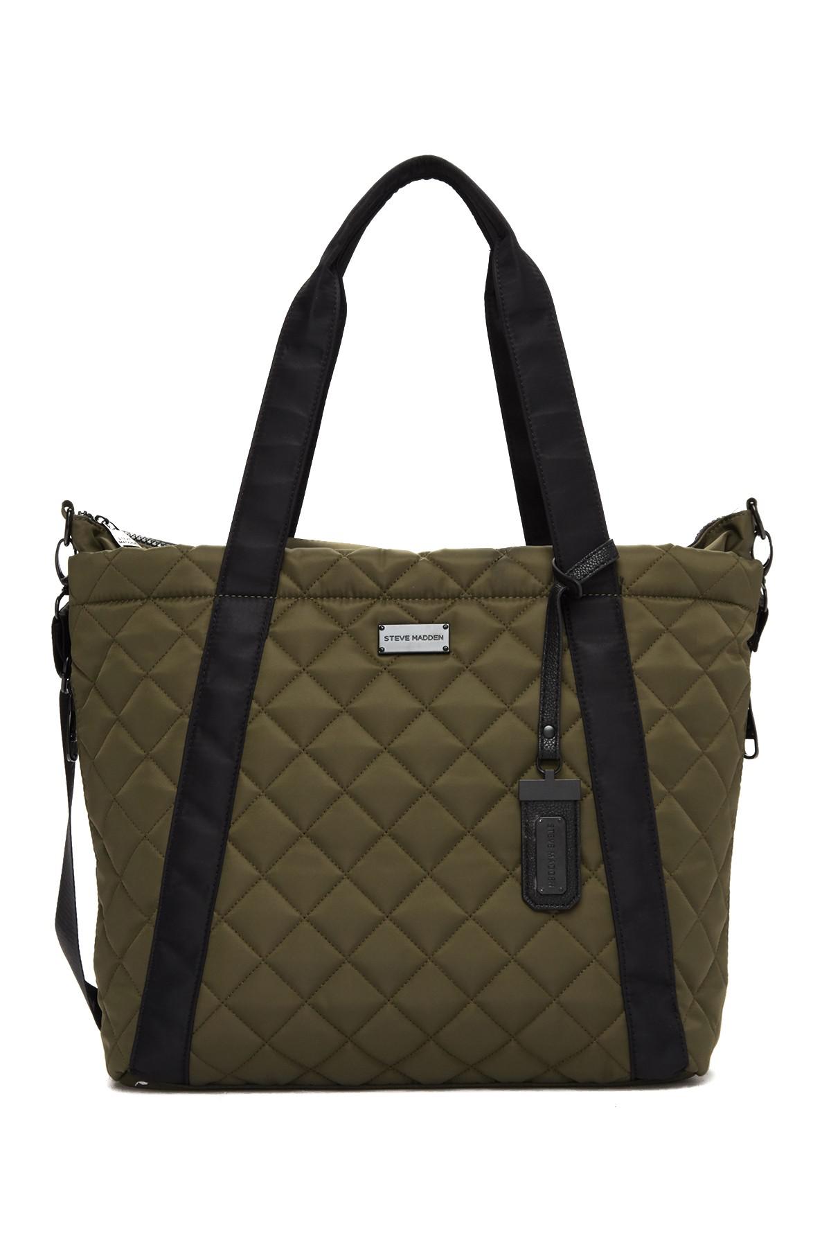 Steve Madden Sporty Quilted Nylon Tote in Green | Lyst