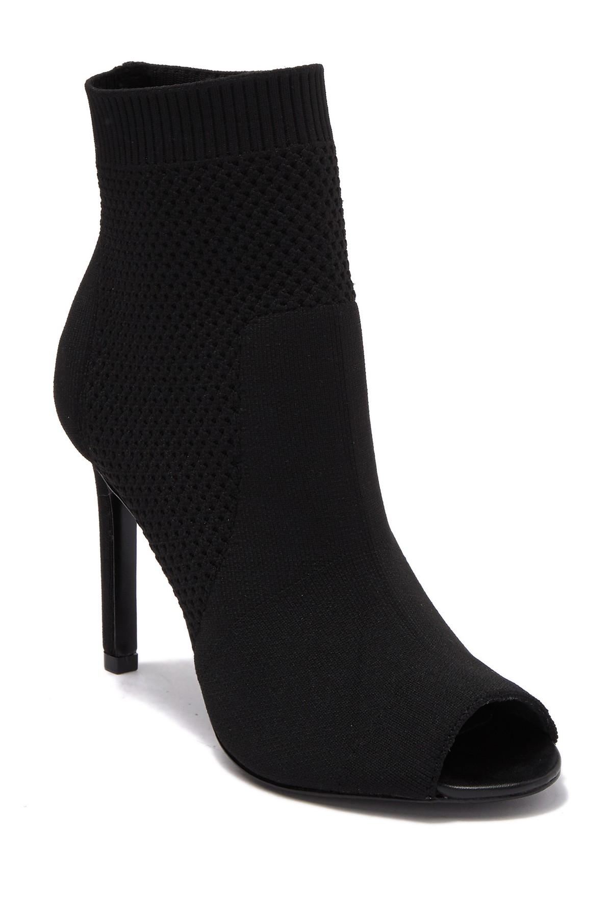 Charles David Ideal Knit Peep Toe Sock Bootie in Black | Lyst
