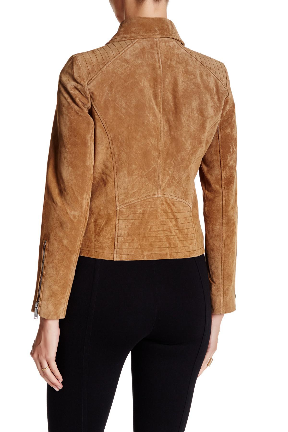 camel suede moto jacket