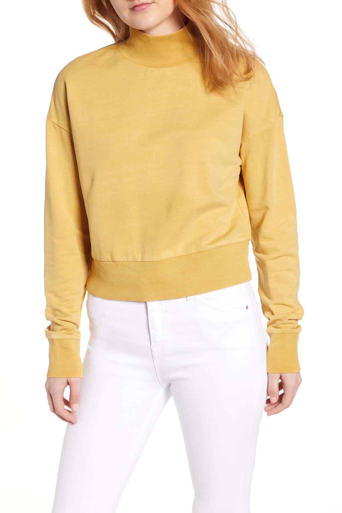 Download BP. Washed Mock Neck Sweatshirt (plus Size) in Yellow - Lyst