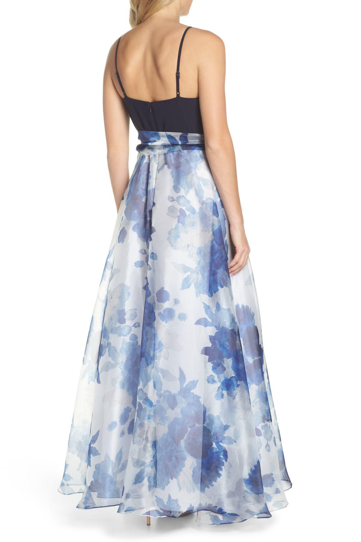 eliza j floral organza jumpsuit