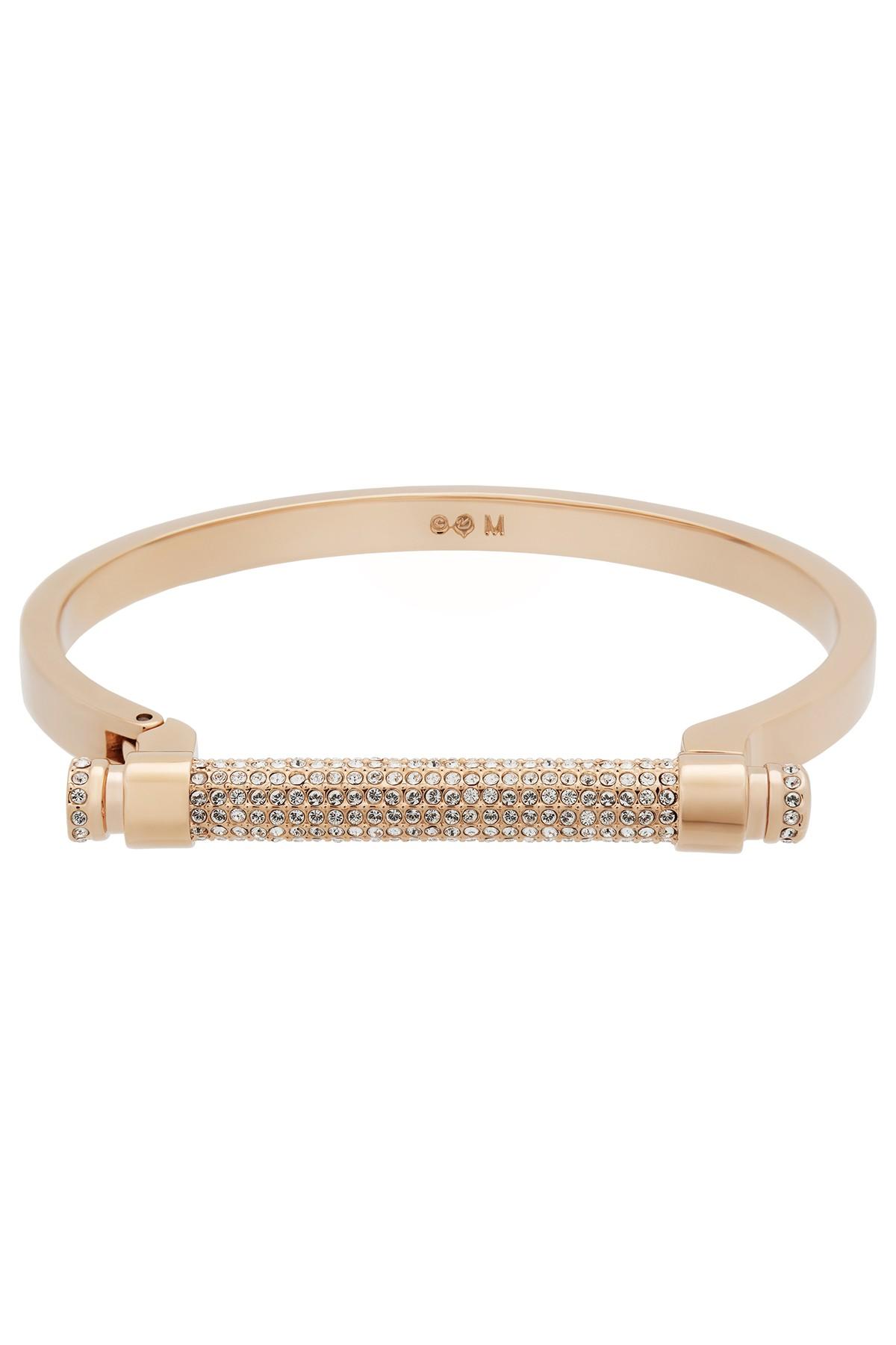 Swarovski Friend Pave Crystal Bar Bangle Bracelet in Metallic Lyst