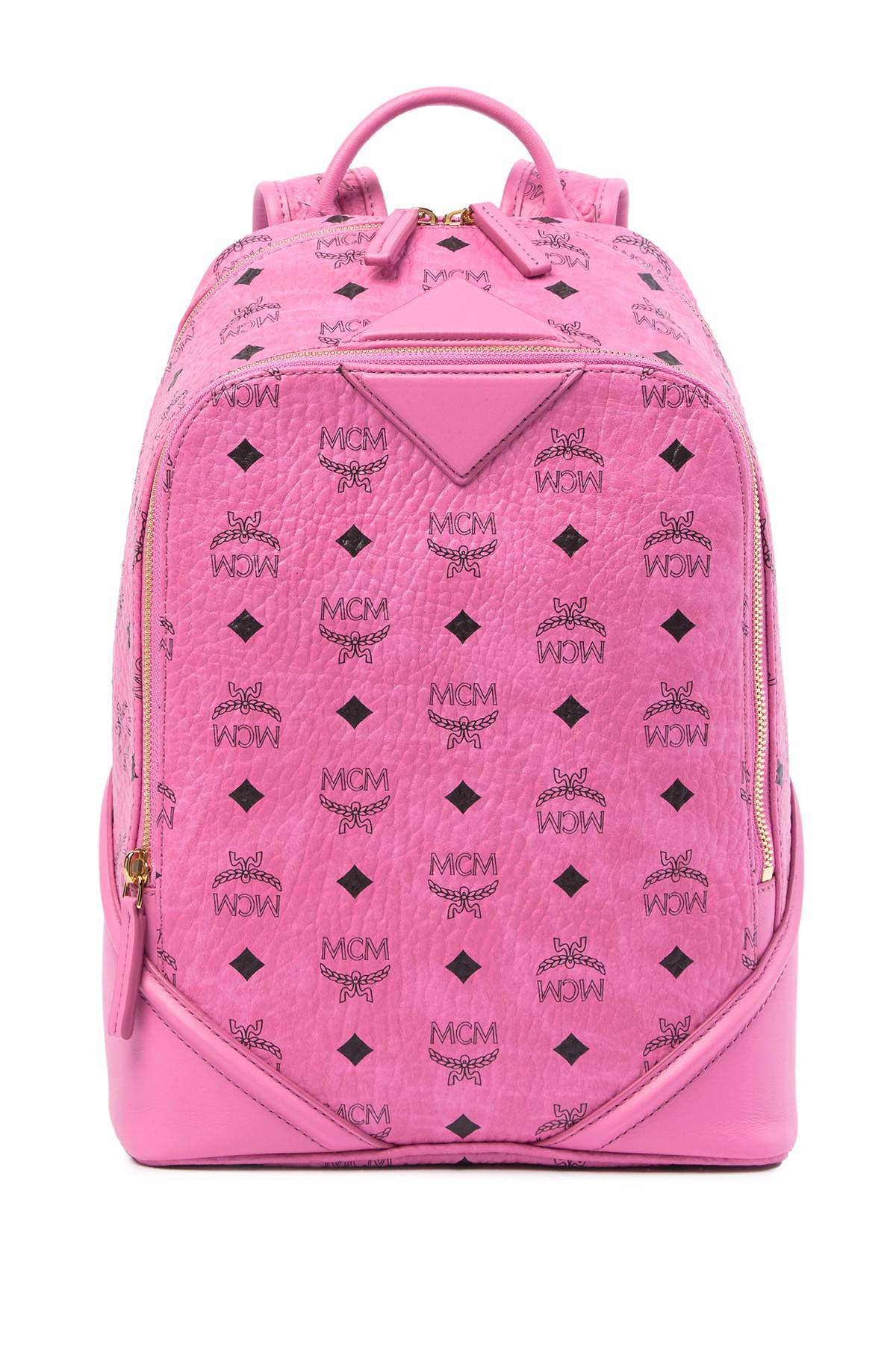 MCM Mini Pink Leather Backpack | Lyst