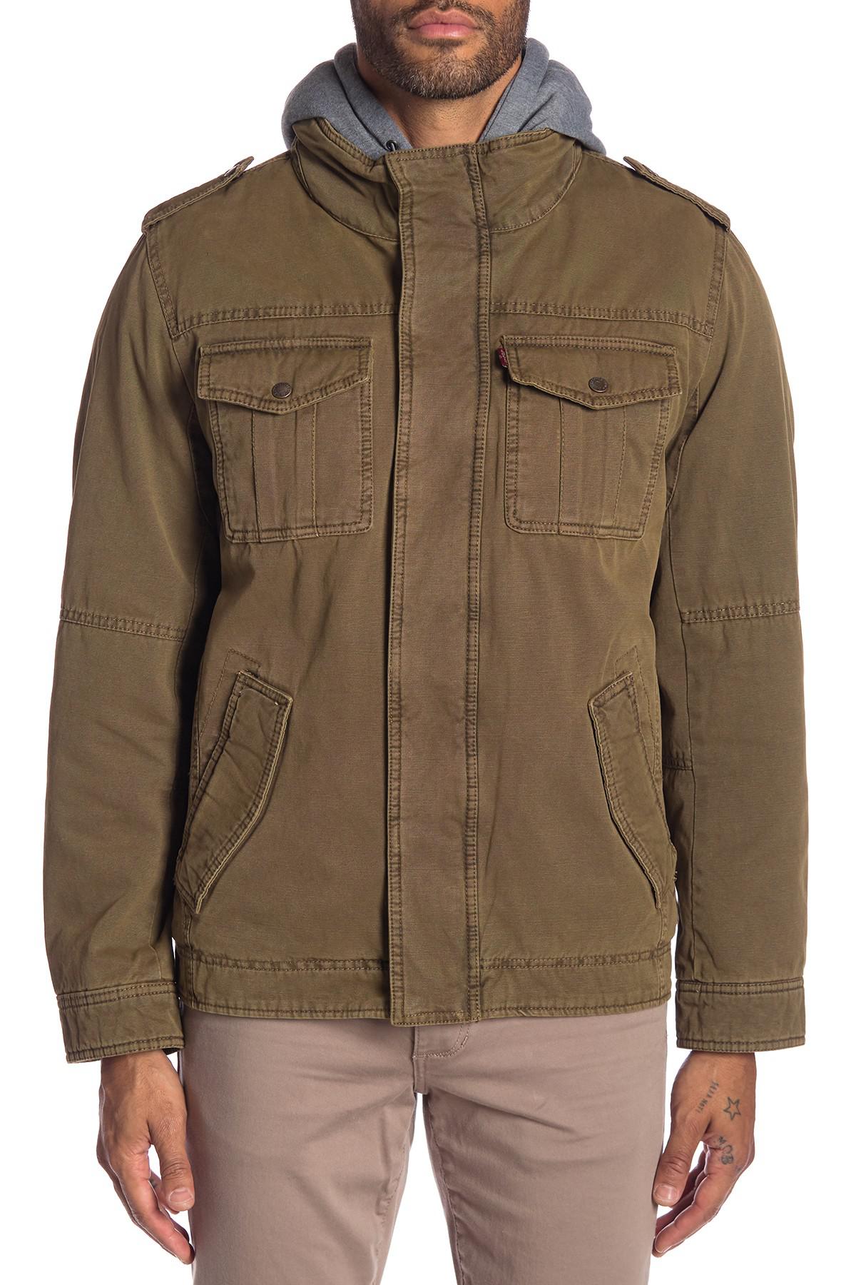 levi's faux shearling lined hooded military jacket