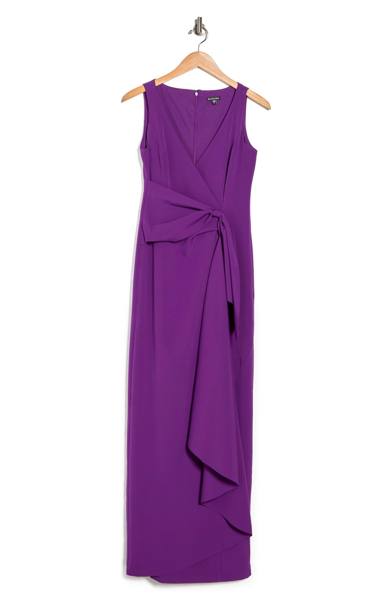 Marina Wrap Cascade Gown In Grape At Nordstrom Rack in Purple