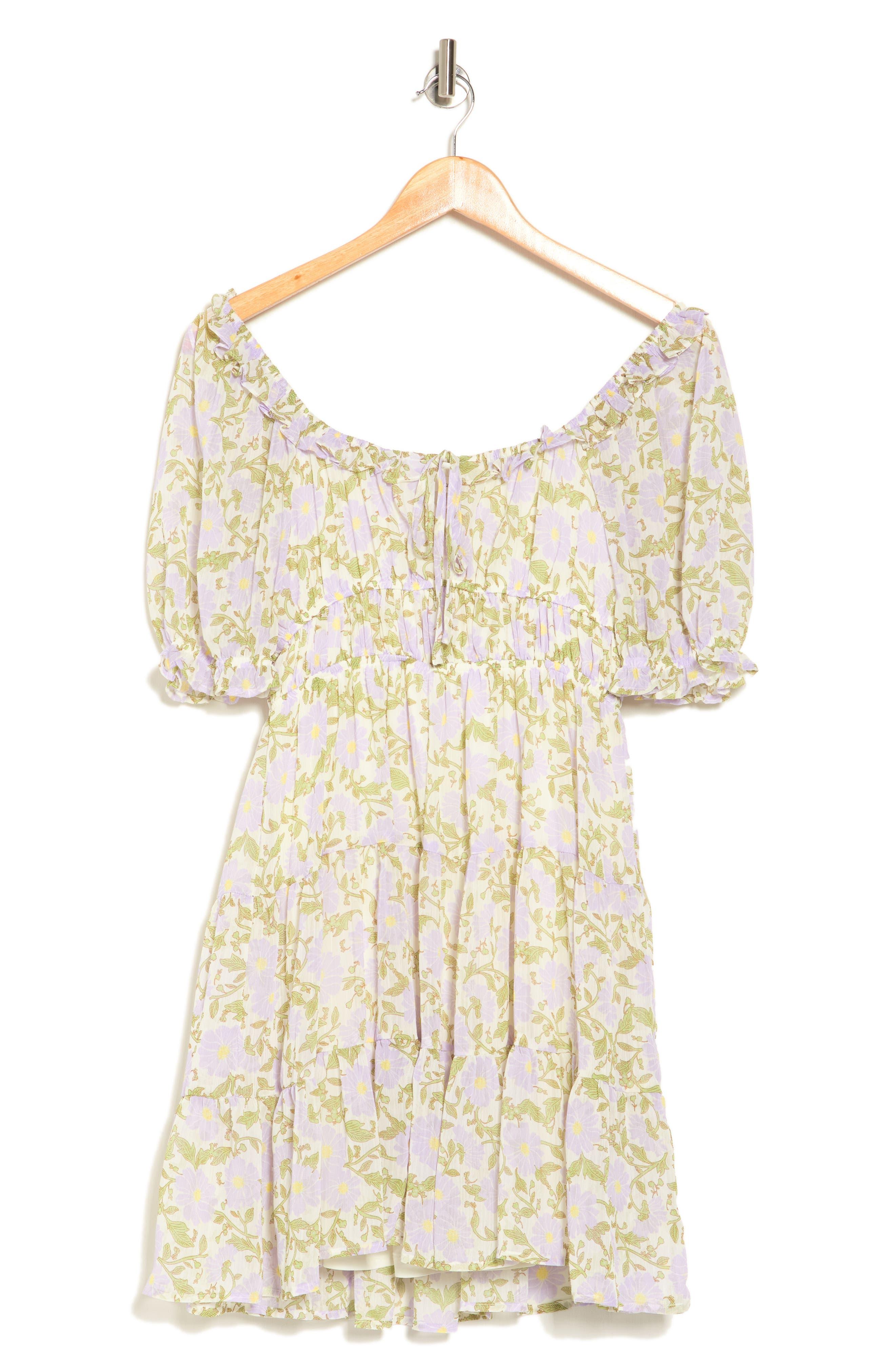 Blu Pepper Floral Puff Sleeve Dress in Natural Lyst