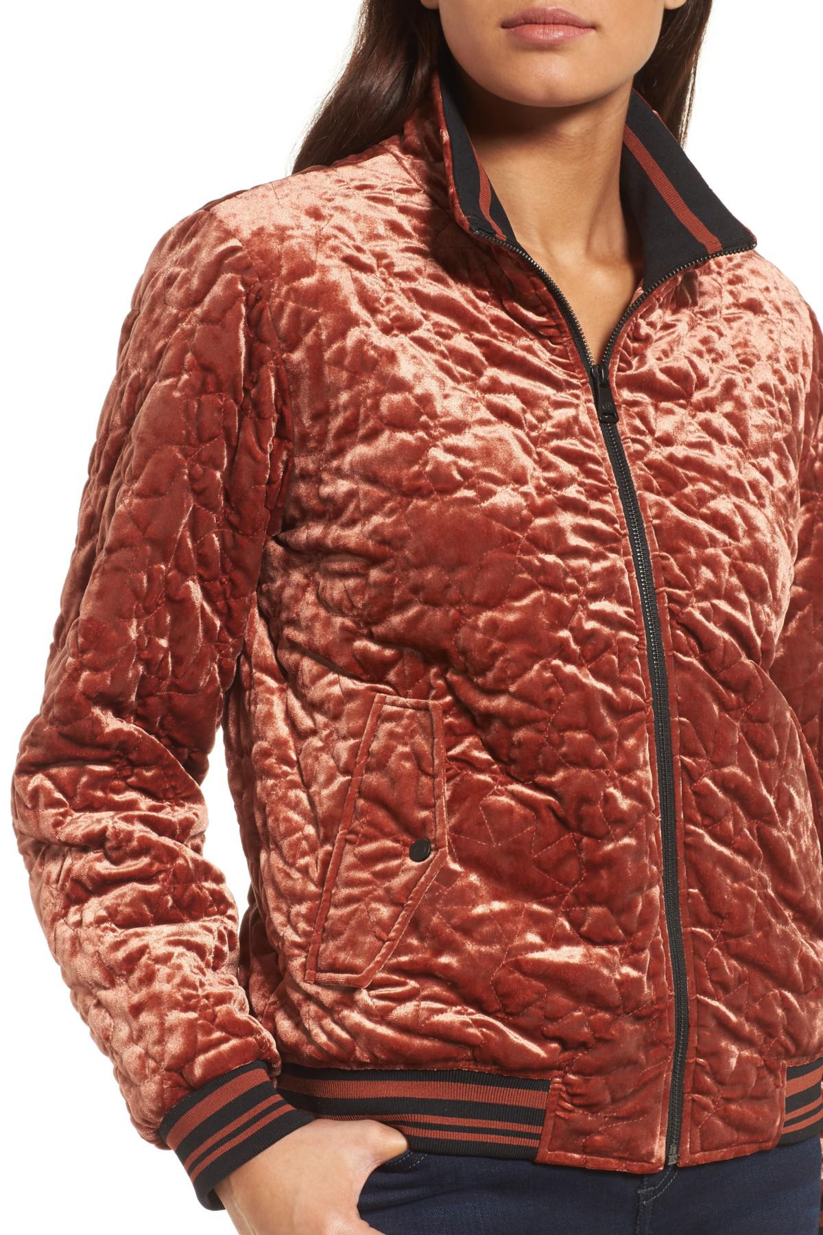 Bernardo Quilted Velvet Bomber Jacket Lyst