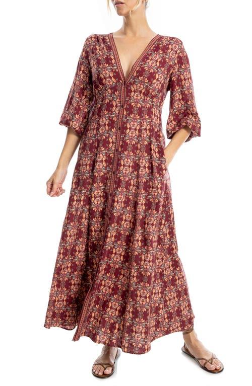 Max Studio Three-Quarter Sleeve Maxi Dress in Red | Lyst