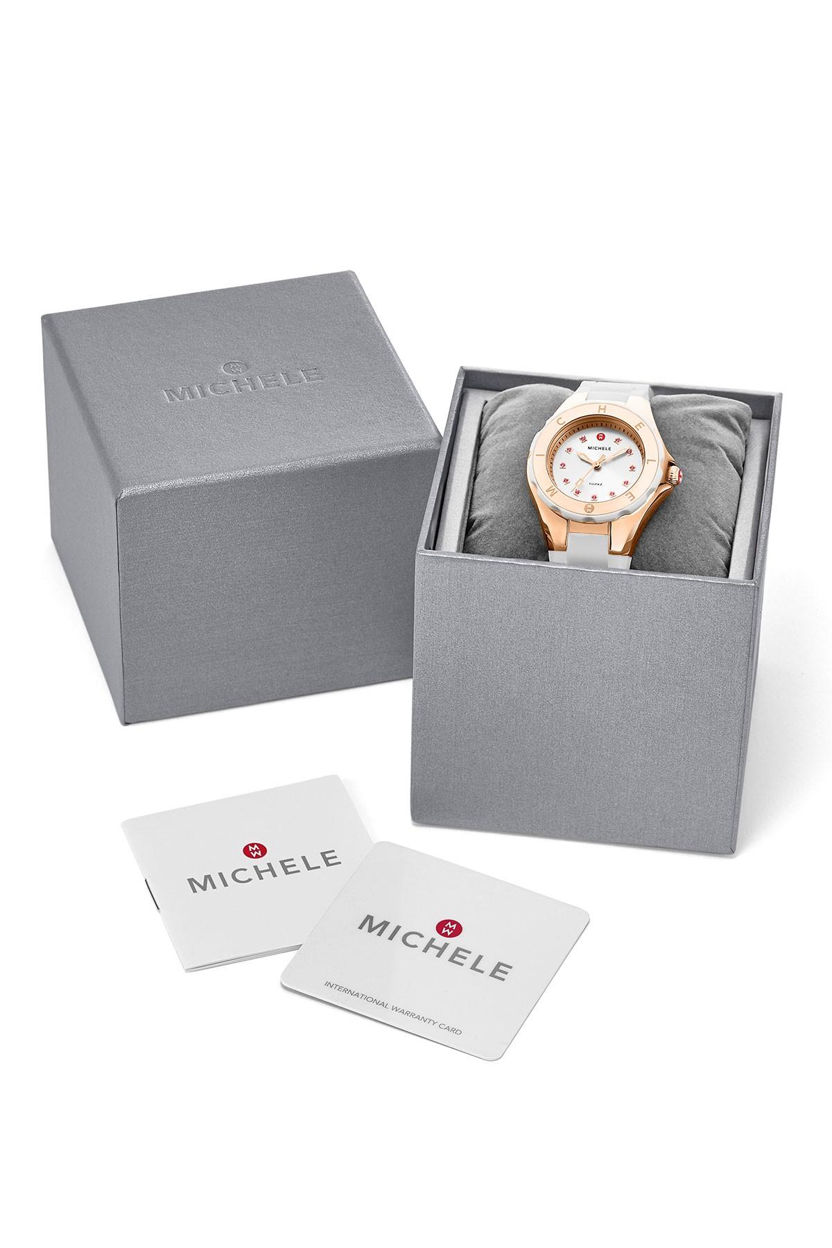 michele tahitian jelly bean watch white rose gold