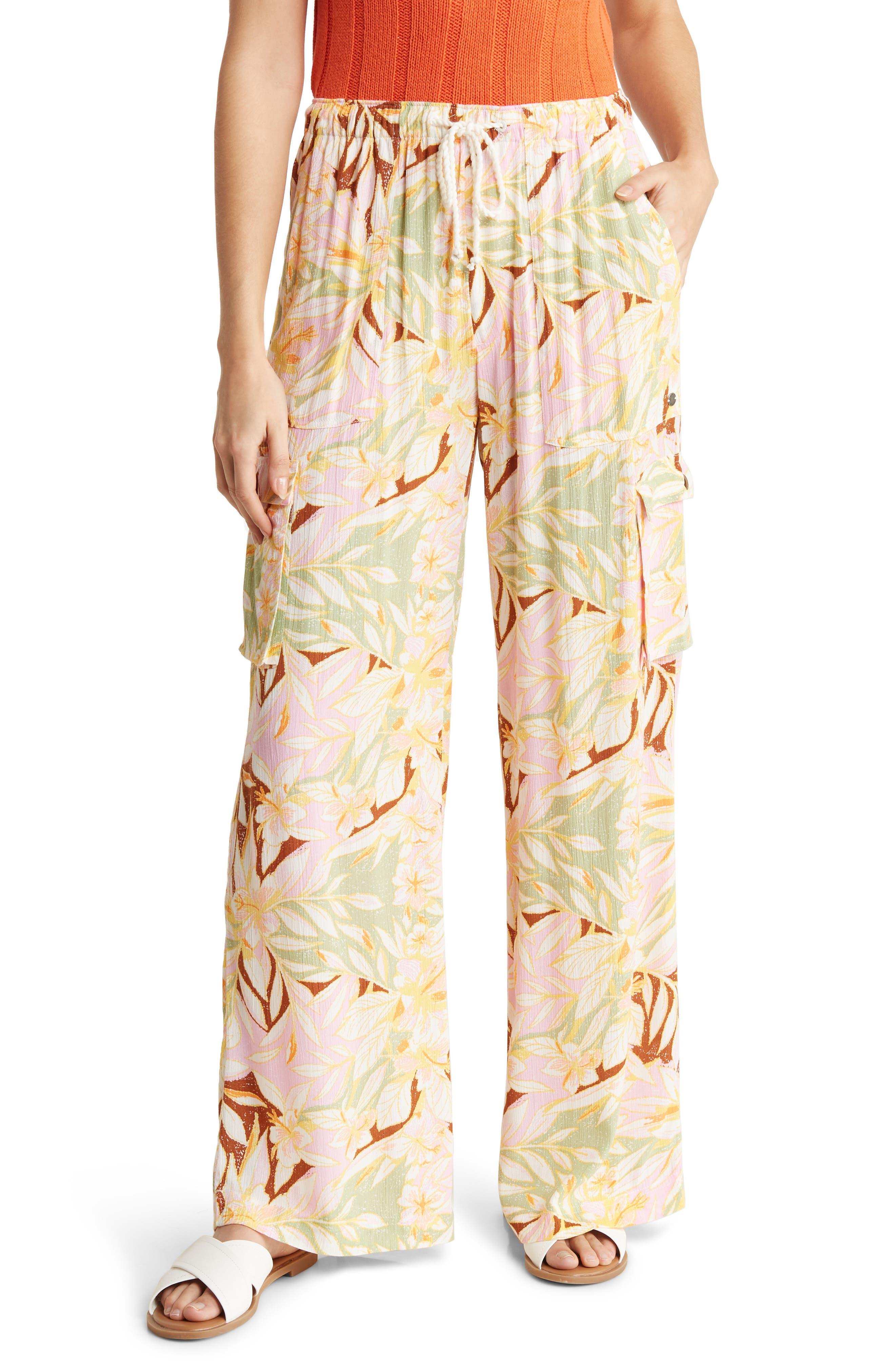 Roxy Precious Floral Print Cargo Pants in Natural | Lyst