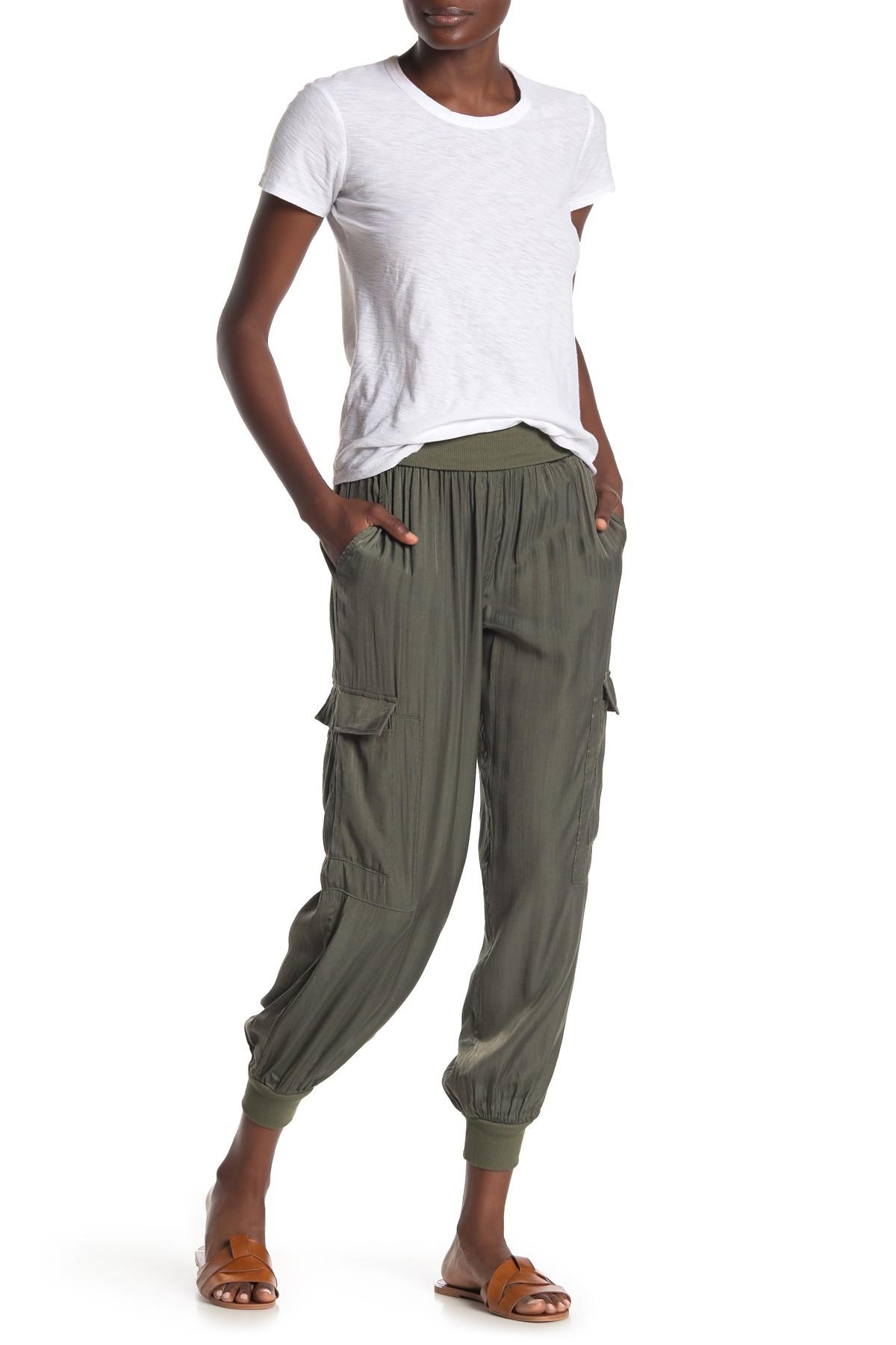 satin cargo joggers
