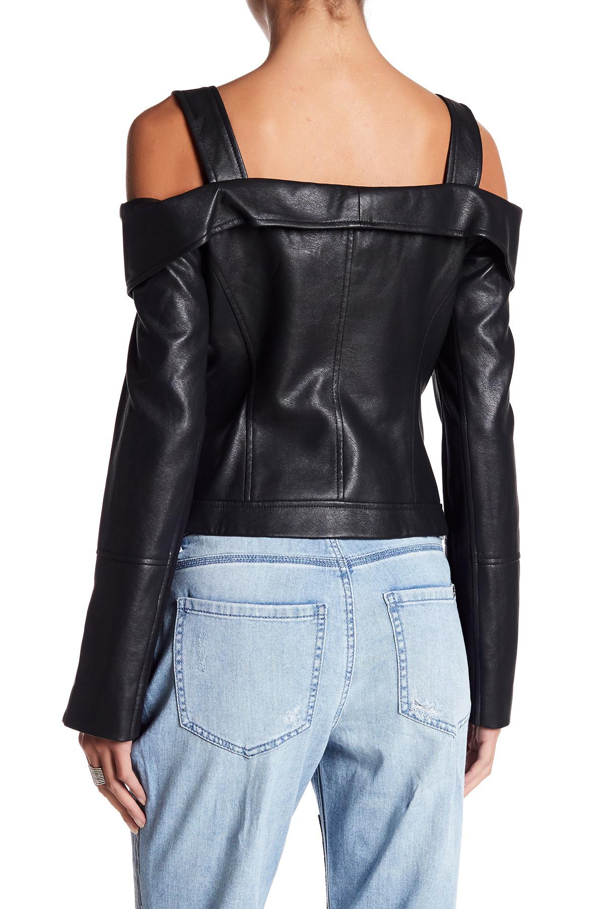 faux leather off the shoulder top