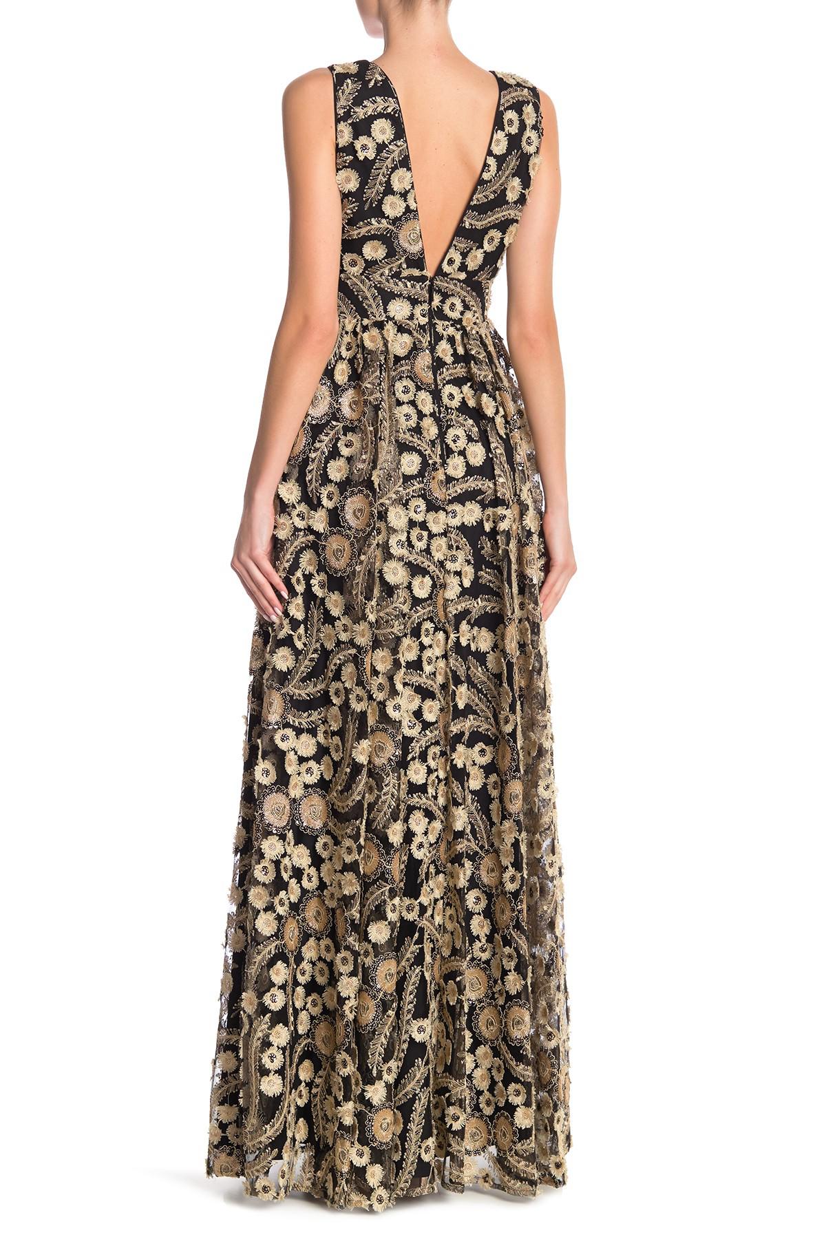 Ted Baker Double Layer Plunge Maxi Dress in Black - Lyst