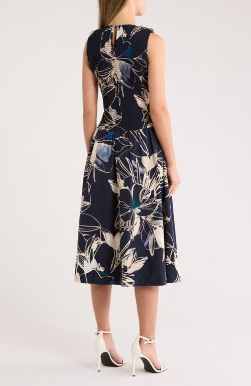 calvin klein navy blue dress sleeveless Floral Smocked Fit & Flare Midi in womens-dresses you’ll love how seamlessly Anewsta Women's Elegant Light Color:Bisque Color