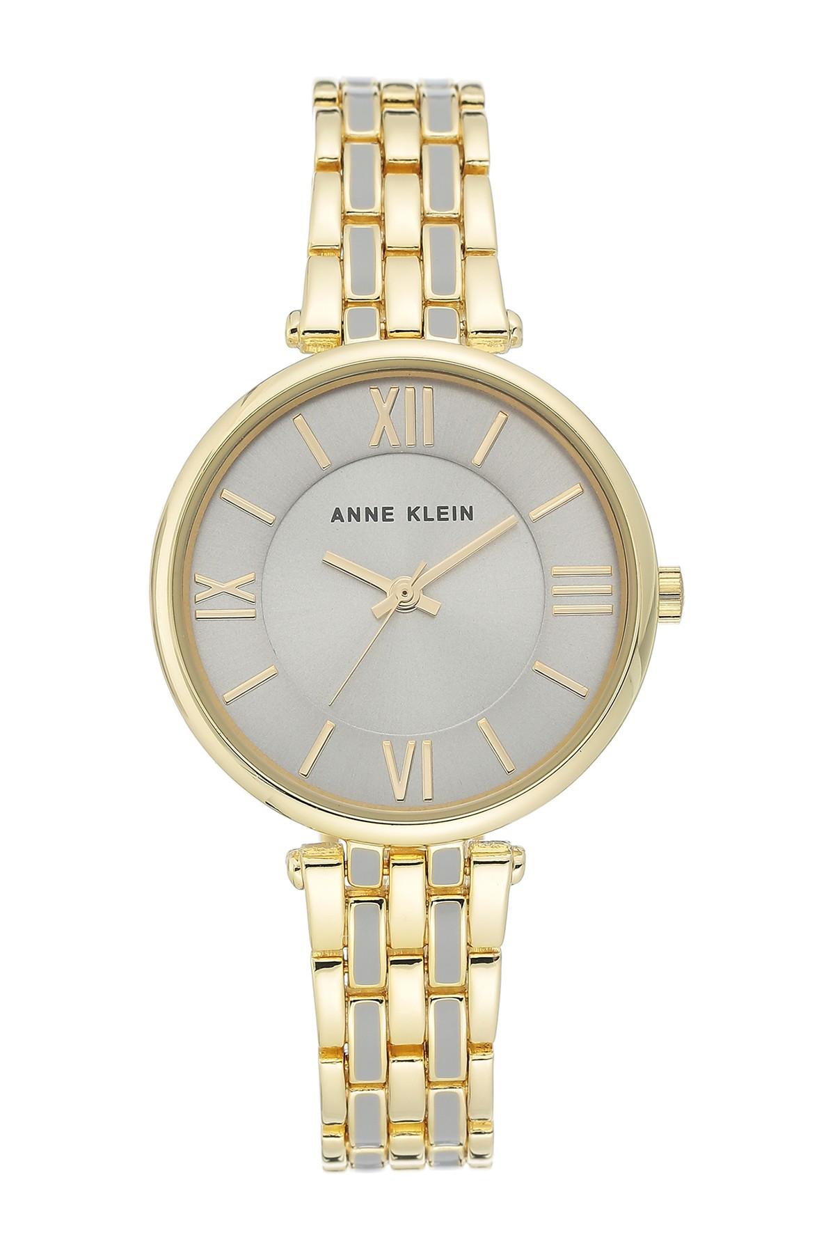 Anne Klein Women's Gold-tone & White Enamel Trend Bracelet Watch, 34mm