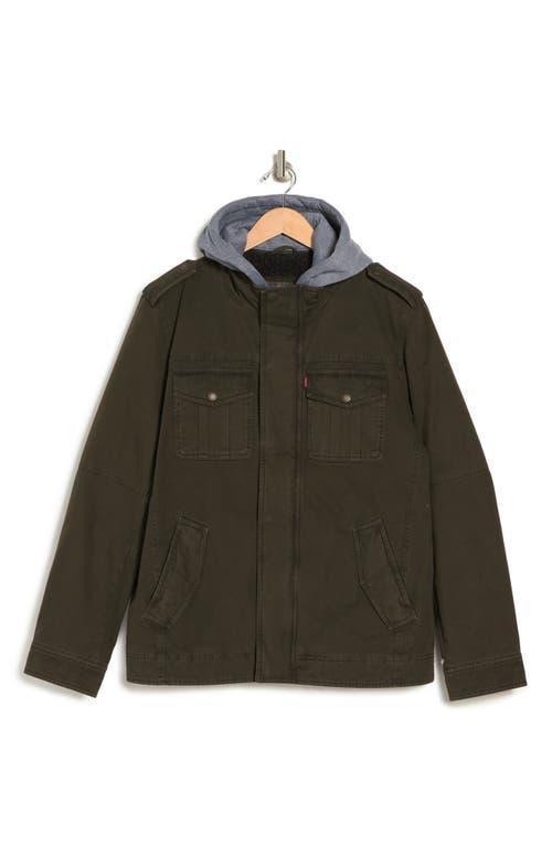 Levi's faux shearling lined military jacket with hoodie discount