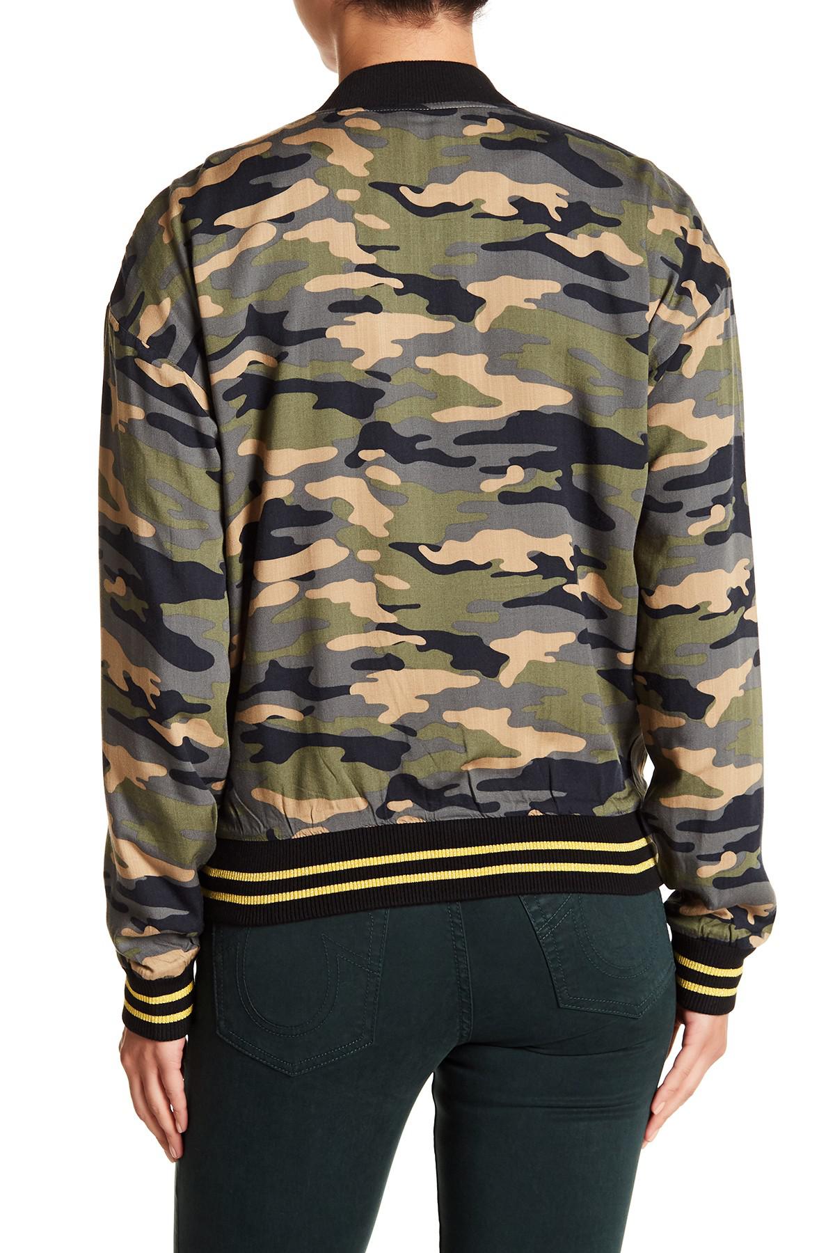true religion camo bomber jacket