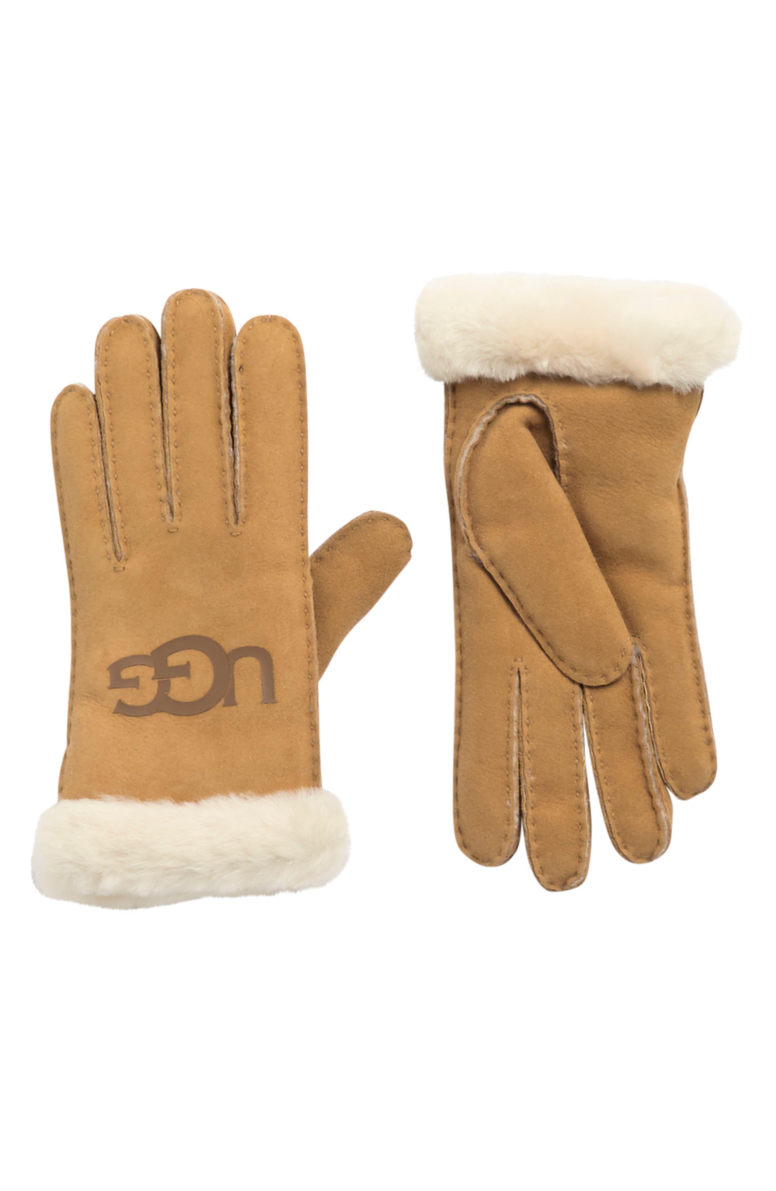 UGG Genuine Shearling Cuff Leather Gloves in Natural for Men | Lyst