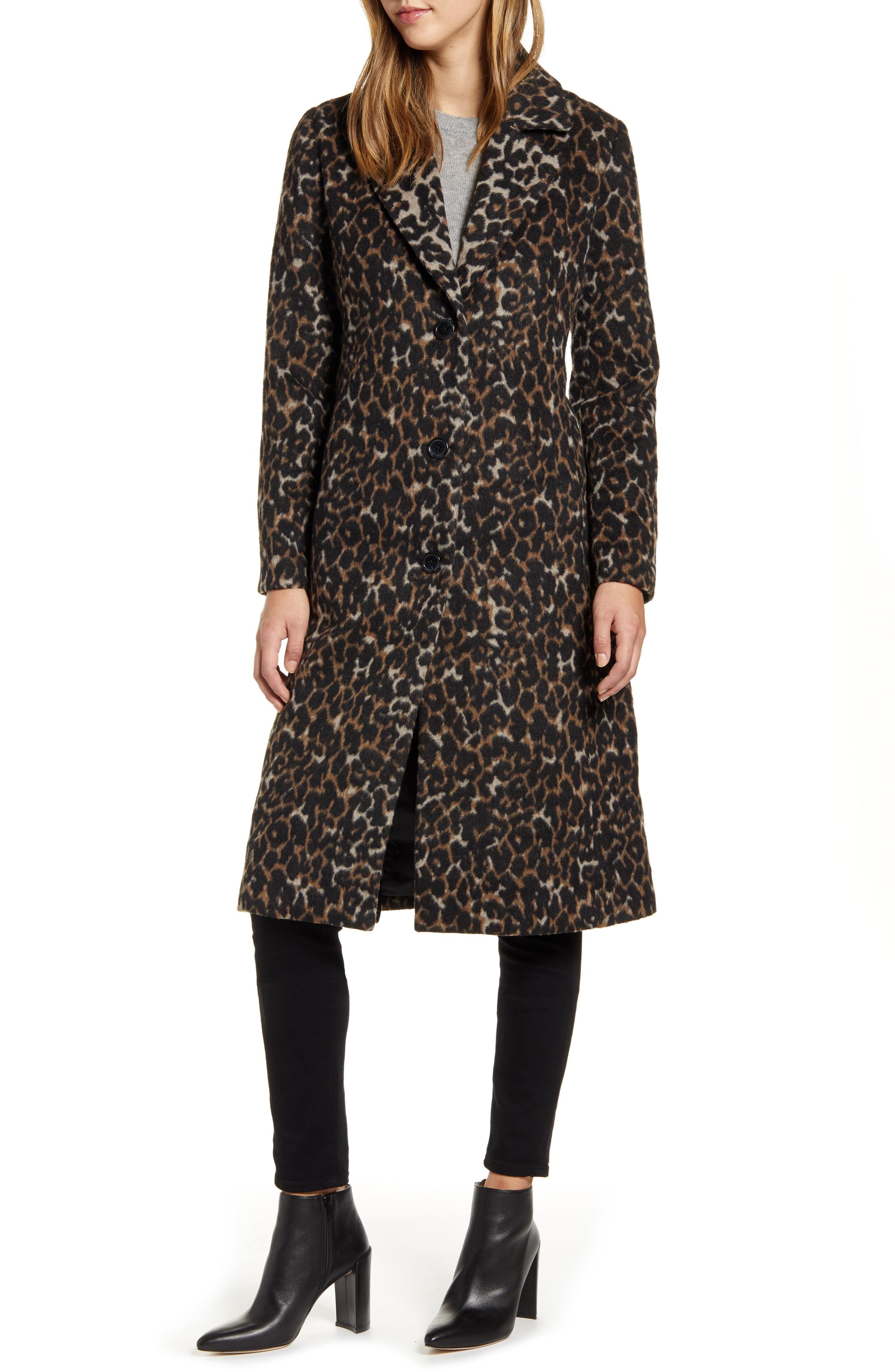 bernardo leopard print coat