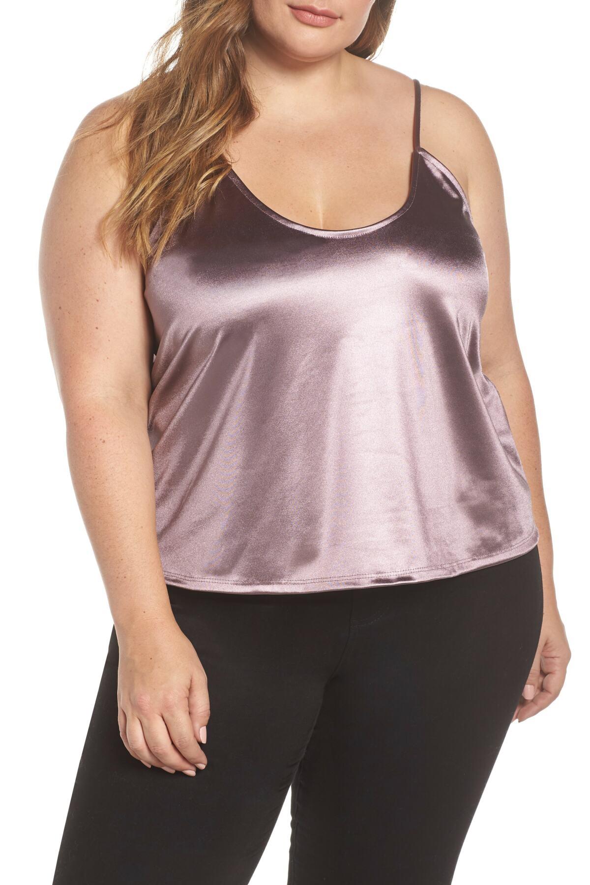 purple satin camisole top