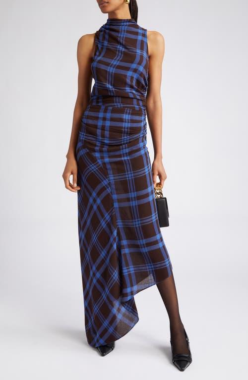 navy blue dress for baby girl Irregular Plaid Lace Up One Shoulder Dress – GTHIC main image 0